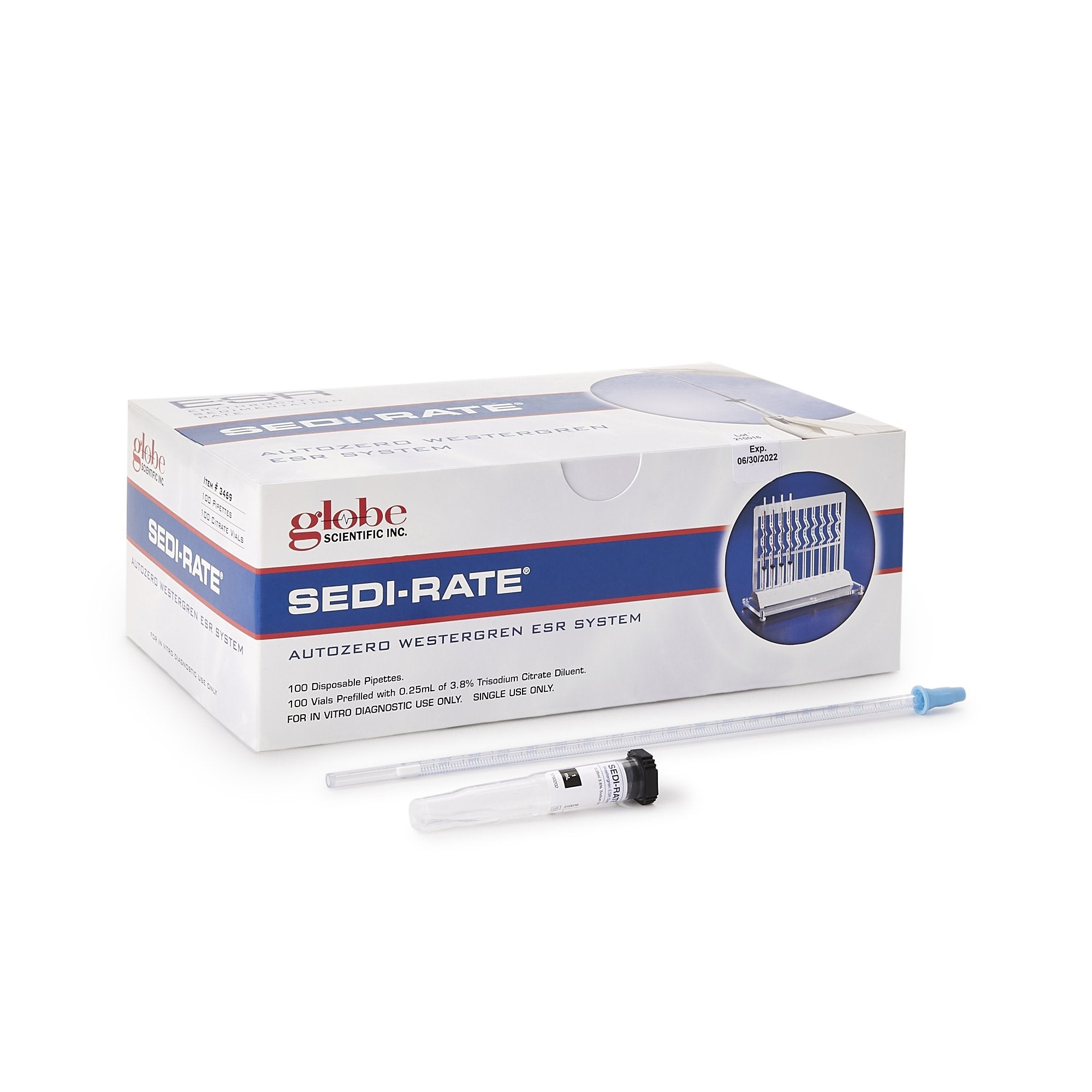 Hematology Test Kit Sedi-Rate Erythrocyte Sedimentation Rate (ESR) 100 Tests CLIA Waived