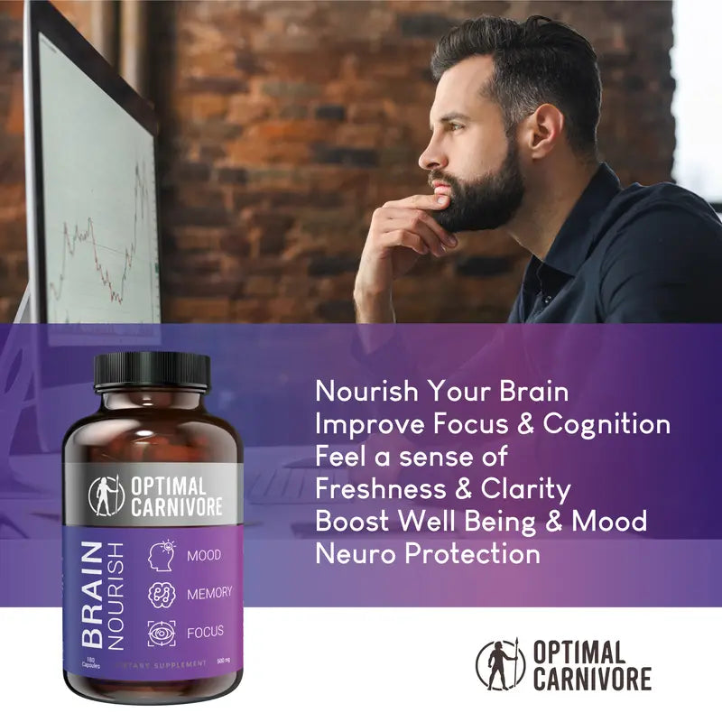 Lions Mane & Beef Brain, Nootropics Brain Support Supplement, Brain Supplements for Memory and Focus, 180 Capsules