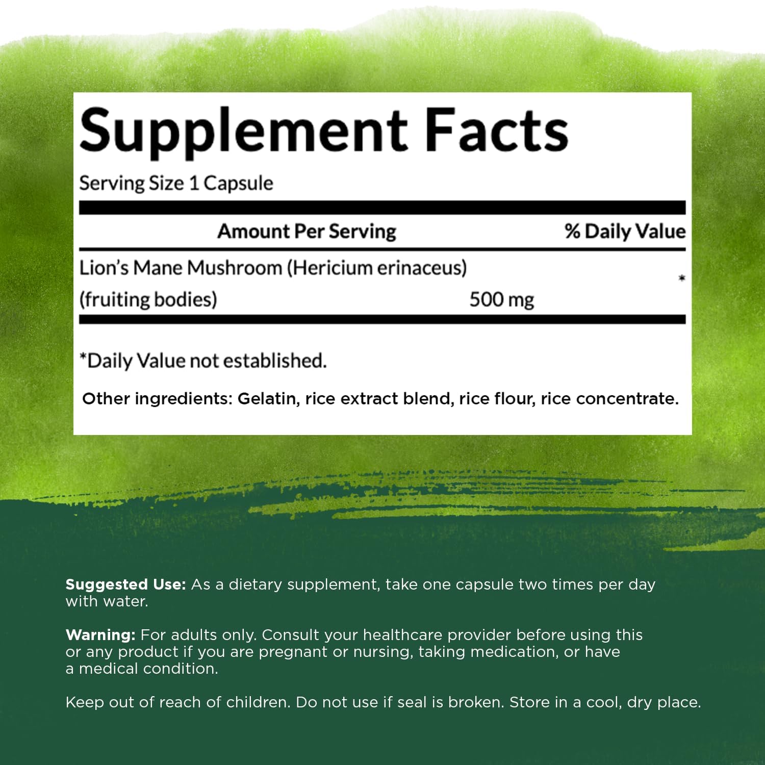 lions mane mushroom capsules 500 mg each 60 capsules herbal supplement supporting cognitive function 3 pack