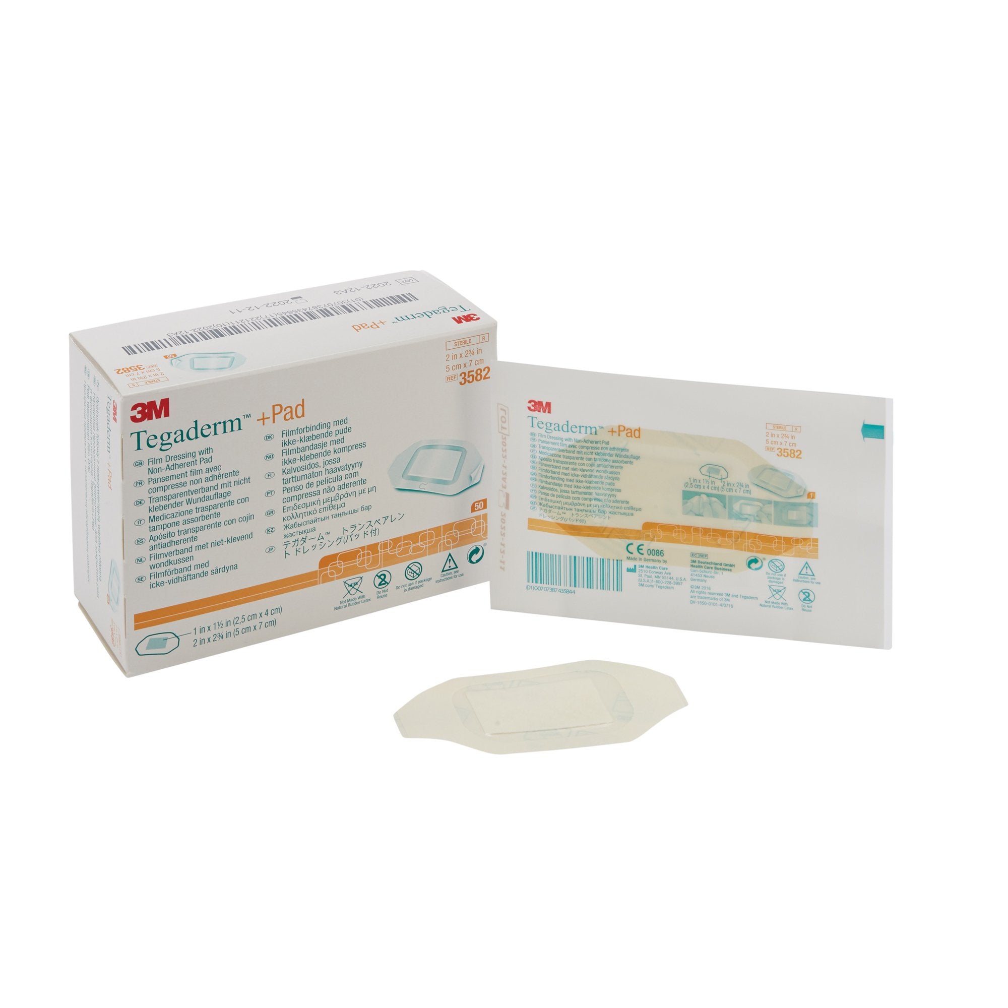 Transparent Film Dressing with Pad 3M Tegaderm 2 X 2-3/4 Inch Frame Style Delivery Rectangle Sterile, Packaging Type- Box