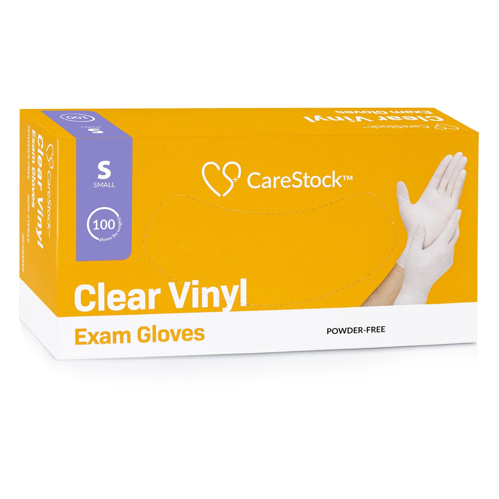 Exam Glove CareStock Small NonSterile Vinyl Standard Cuff Length Smooth Clear Not Rated