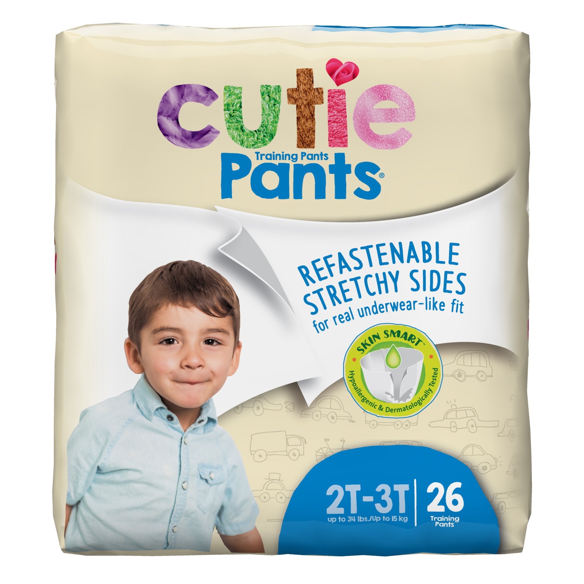 Male Toddler Training Pants Cutie Pants Size 2T to 3T Disposable Heavy Absorbency, Packaging Type- Case