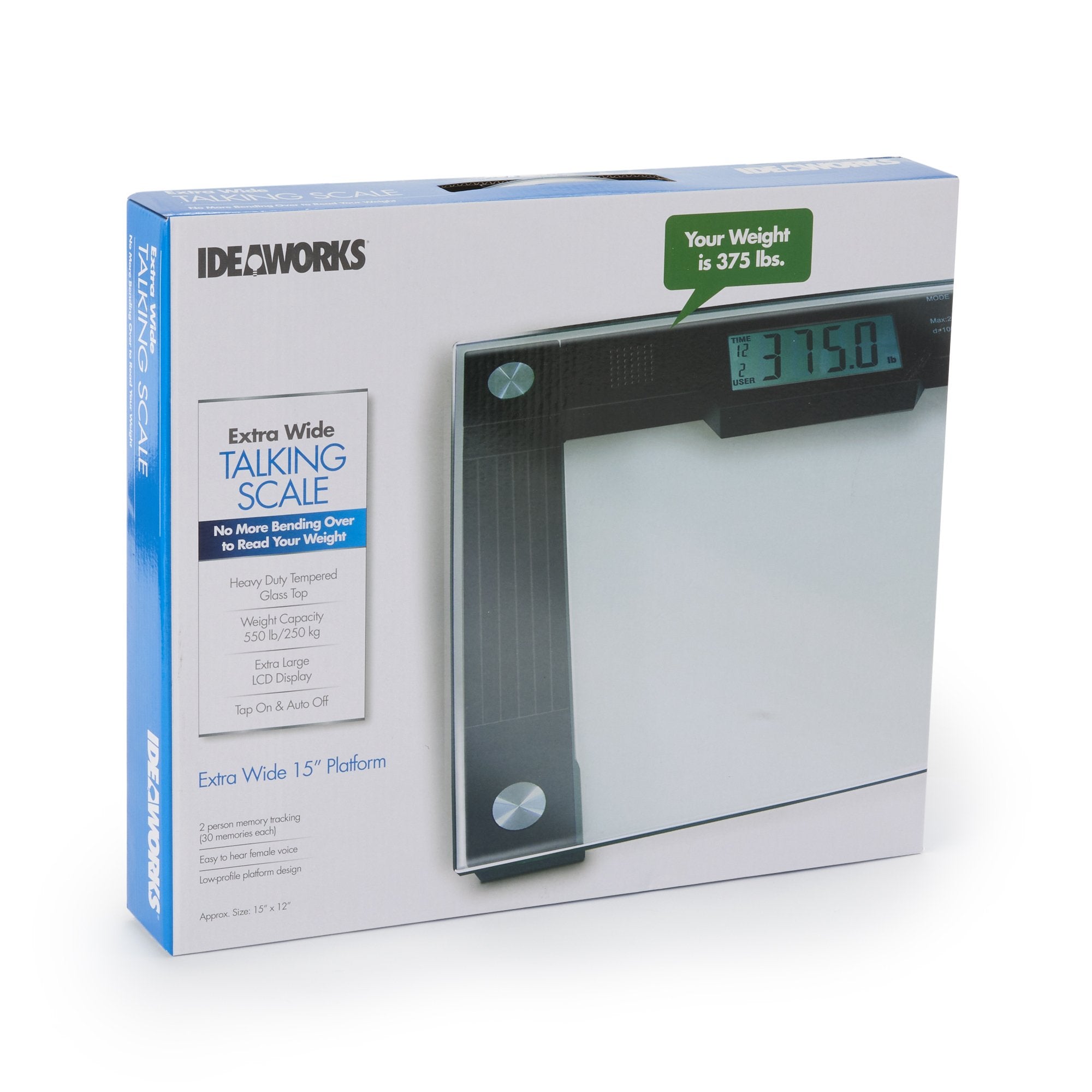 Floor Scale Ideaworks Digital Audio Display 550 lbs. / 250 kg Capacity Black / Glass AC Power