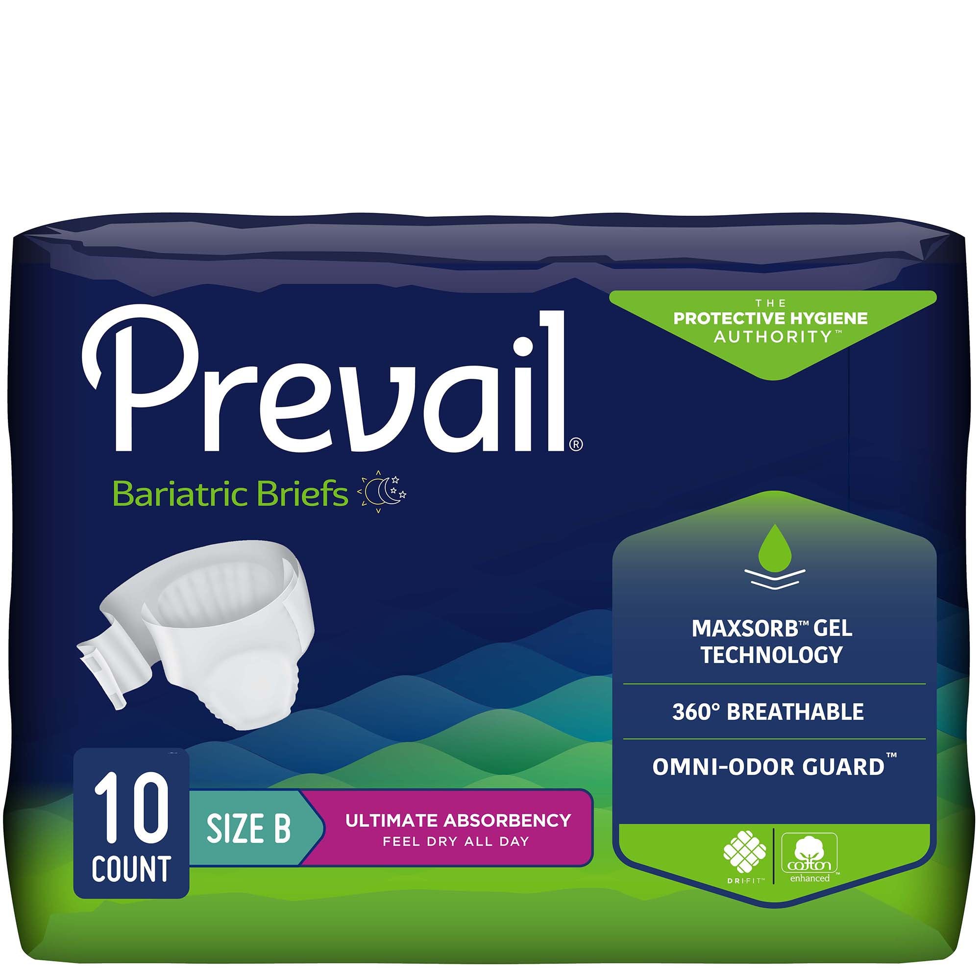 Unisex Adult Incontinence Brief Prevail Bariatric Bariatric Size B Disposable Heavy Absorbency, Packaging Type- Case