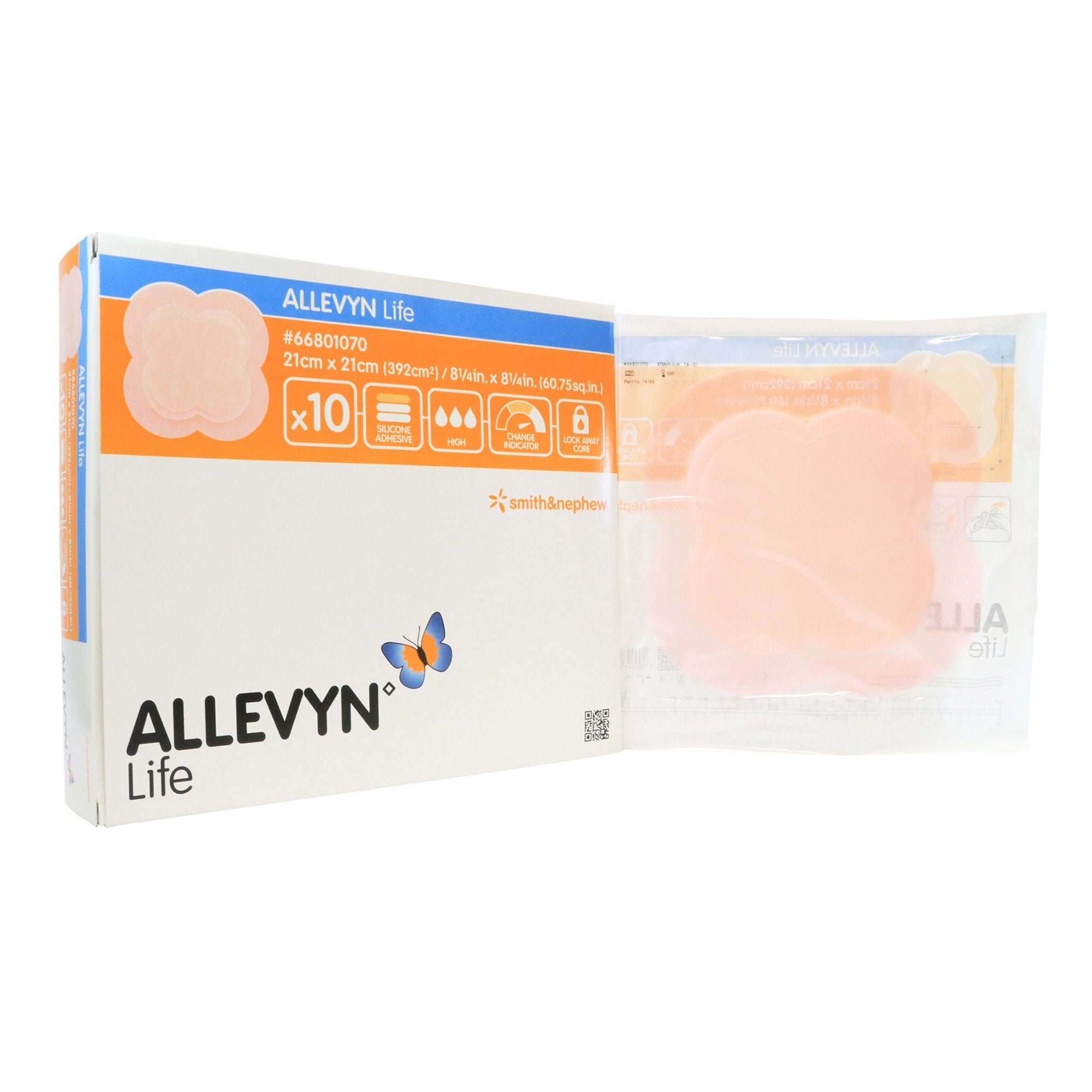 Foam Dressing Allevyn Life 8-1/4 X 8-1/4 Inch With Border Film Backing Silicone Gel Adhesive Quadrilobe Sterile Box of 10