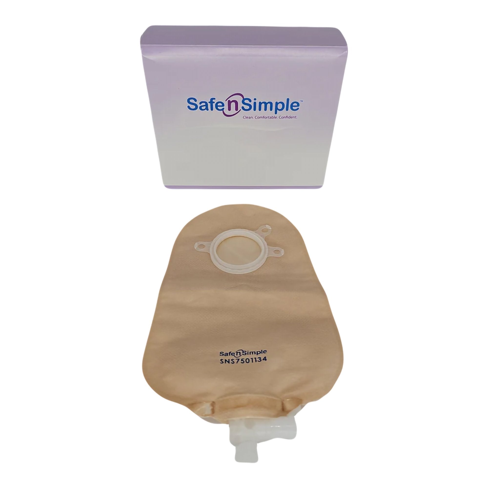 Urostomy Pouch Safe n' Simple Two-Piece System 9 Inch Length Without Barrier Drainable, Packaging Type- Box