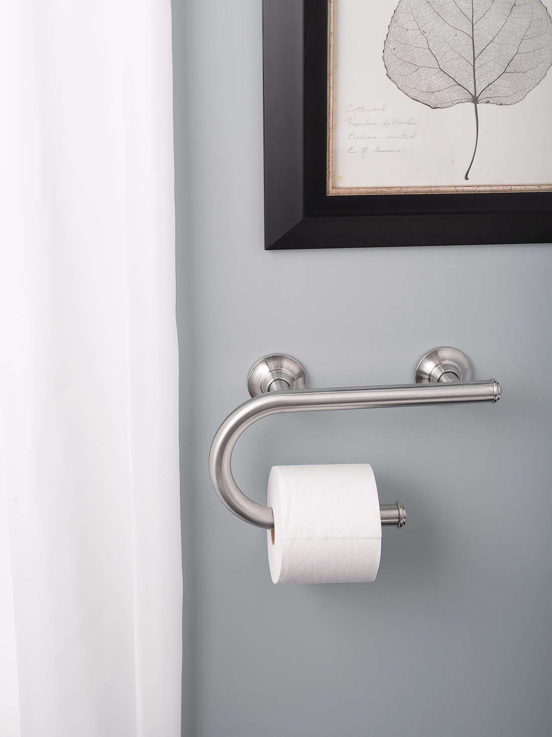 Moen Integrated 8Inch Grab Bar W/ Toilet Paper Holder - Brushed Nickel