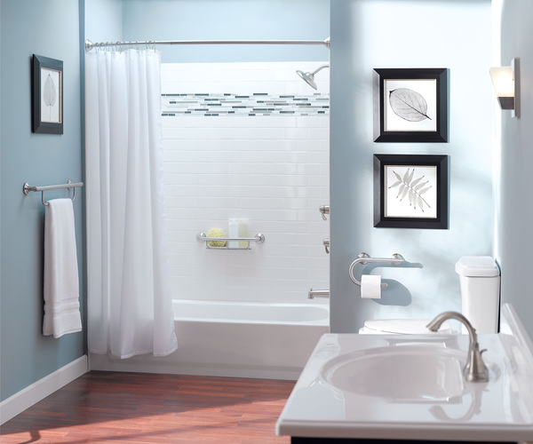 Moen Integrated 8Inch Grab Bar W/ Toilet Paper Holder - Brushed Nickel