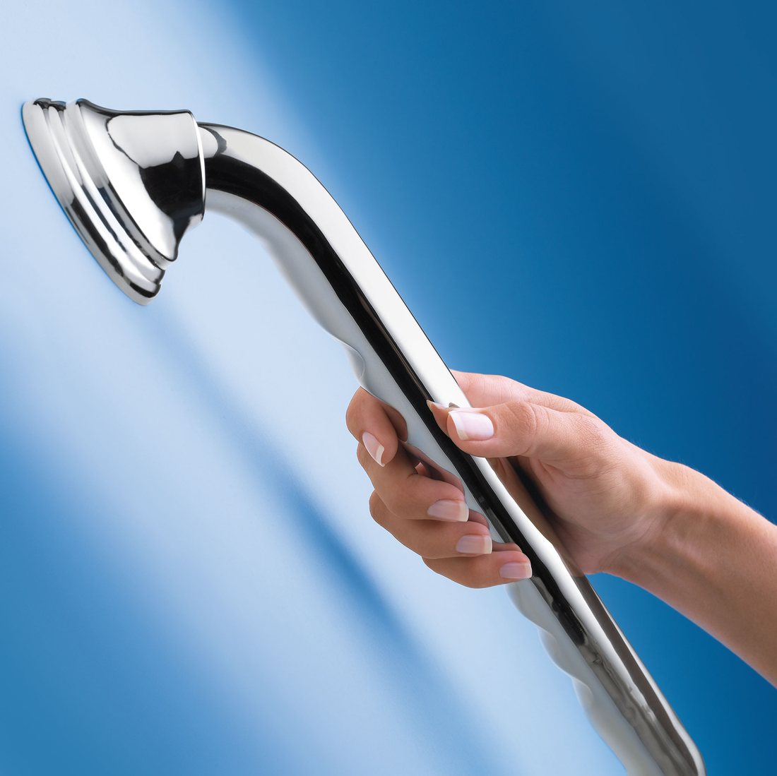 Moen Ultima Grab Bar  18  Brushed Nickel  W/curl Grip