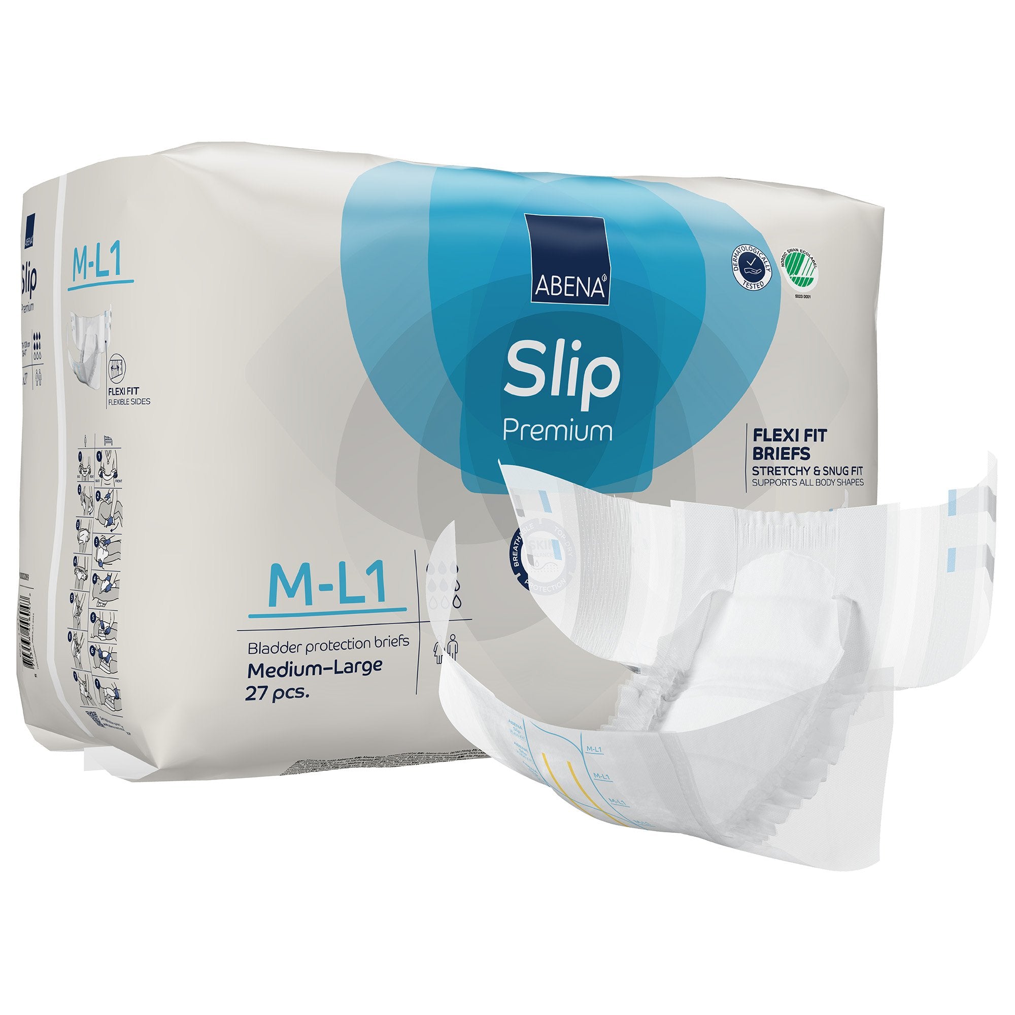 Unisex Adult Incontinence Brief Abena Slip Flexi Fit Medium / Large Disposable Moderate Absorbency, Packaging Type- Case