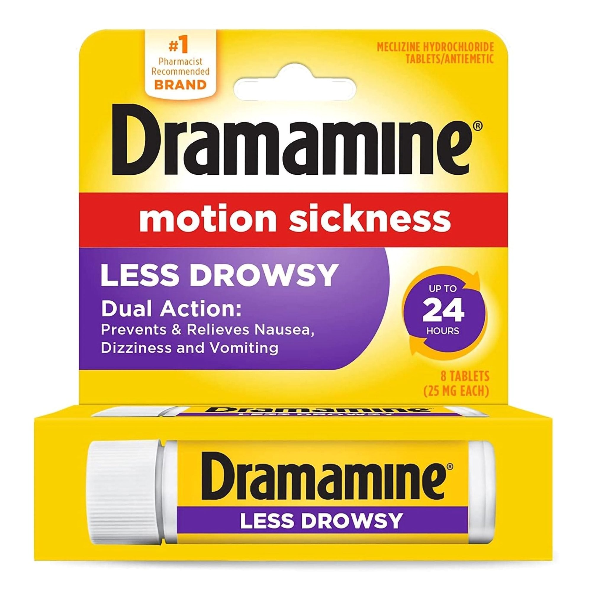 Nausea Relief Dramamine® Motion Sickness All Day Less Drowsy 25 mg Strength Tablet 8 Per Box