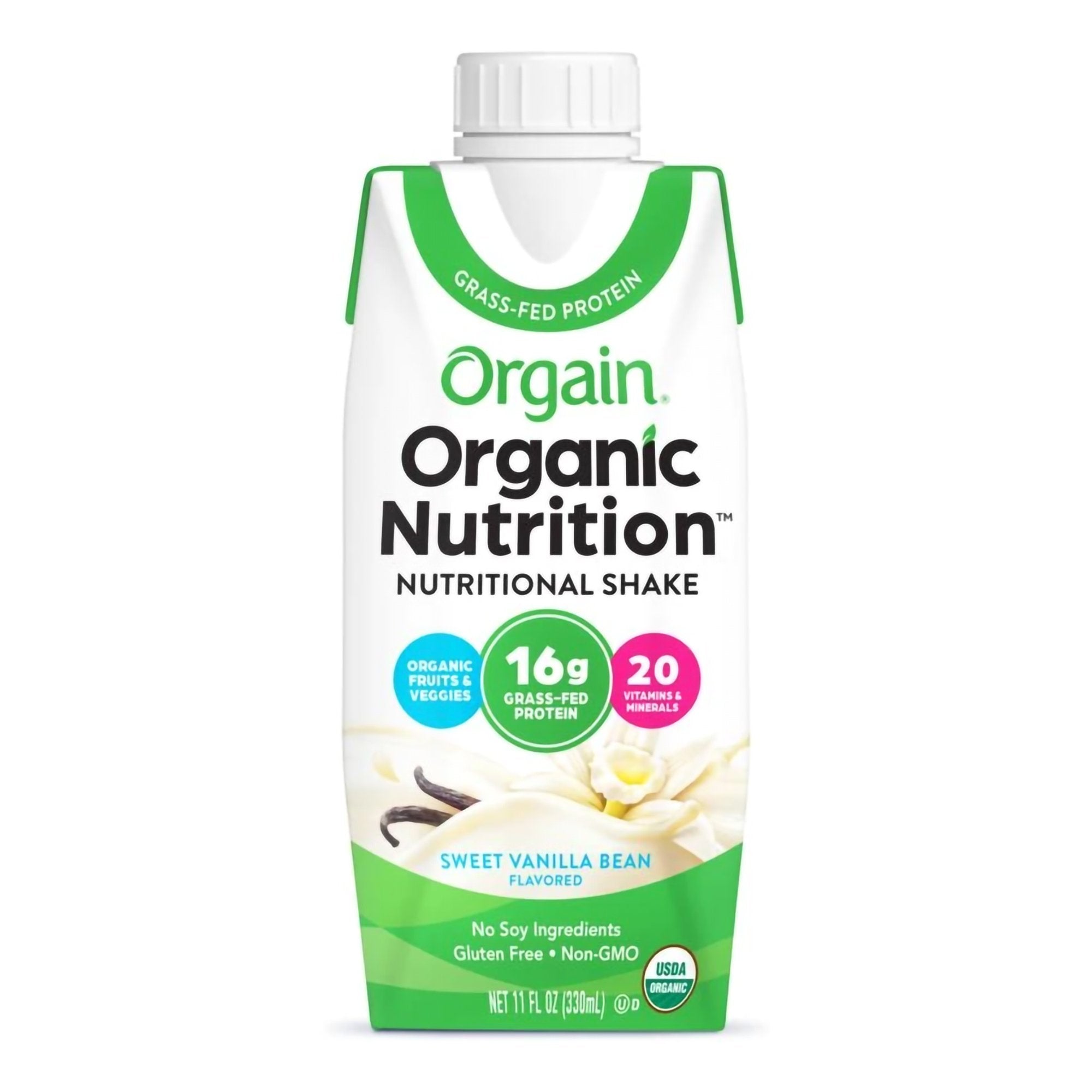 Oral Supplement Orgain Organic Nutritional Shake Sweet Vanilla Bean Flavor Liquid 11 oz. Carton, Packaging Type- Case