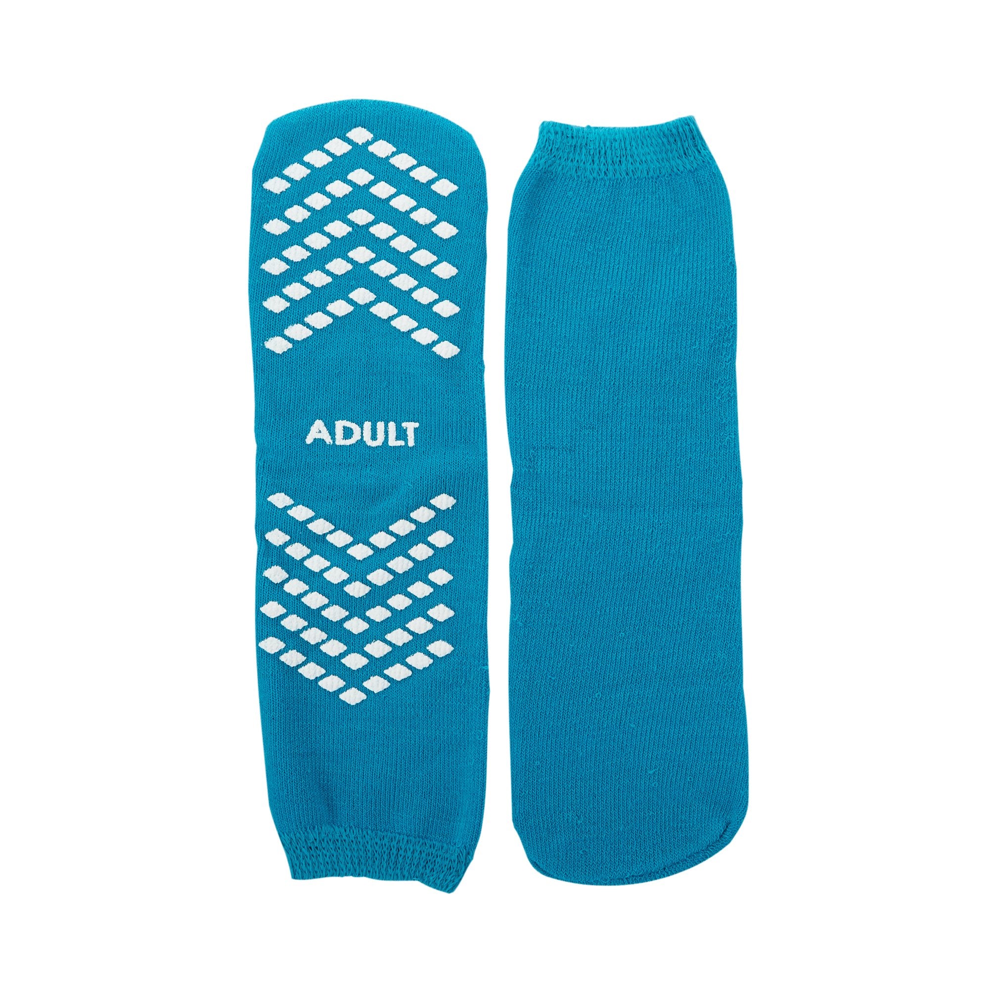 Slipper Socks McKesson Unisex Adult Large Single Tread Single Patient Use Teal, Packaging Type- Case