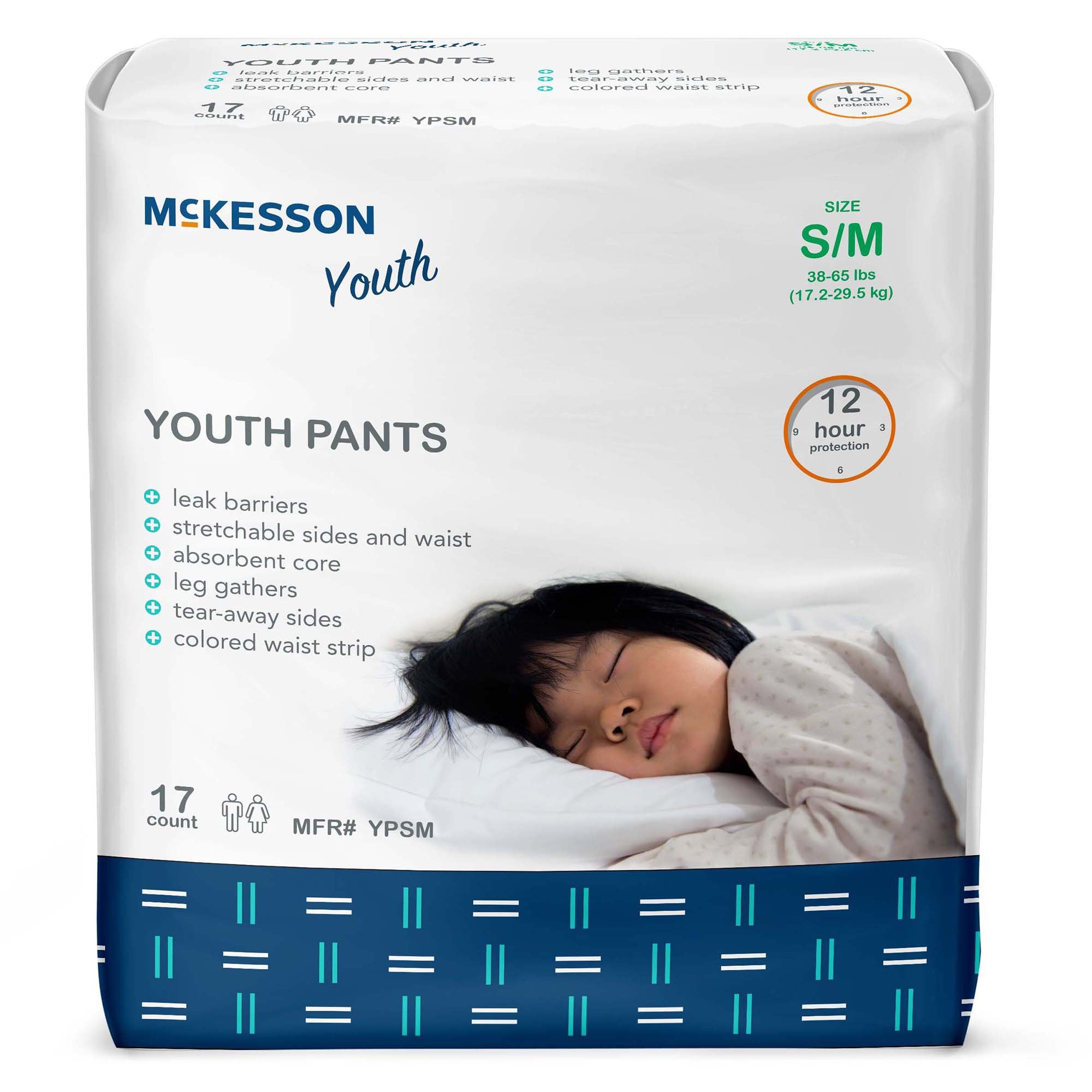 Unisex Youth Absorbent Underwear McKesson Pull On with Tear Away Seams Small / Medium Disposable Heavy Absorbency, Packaging Type- Case