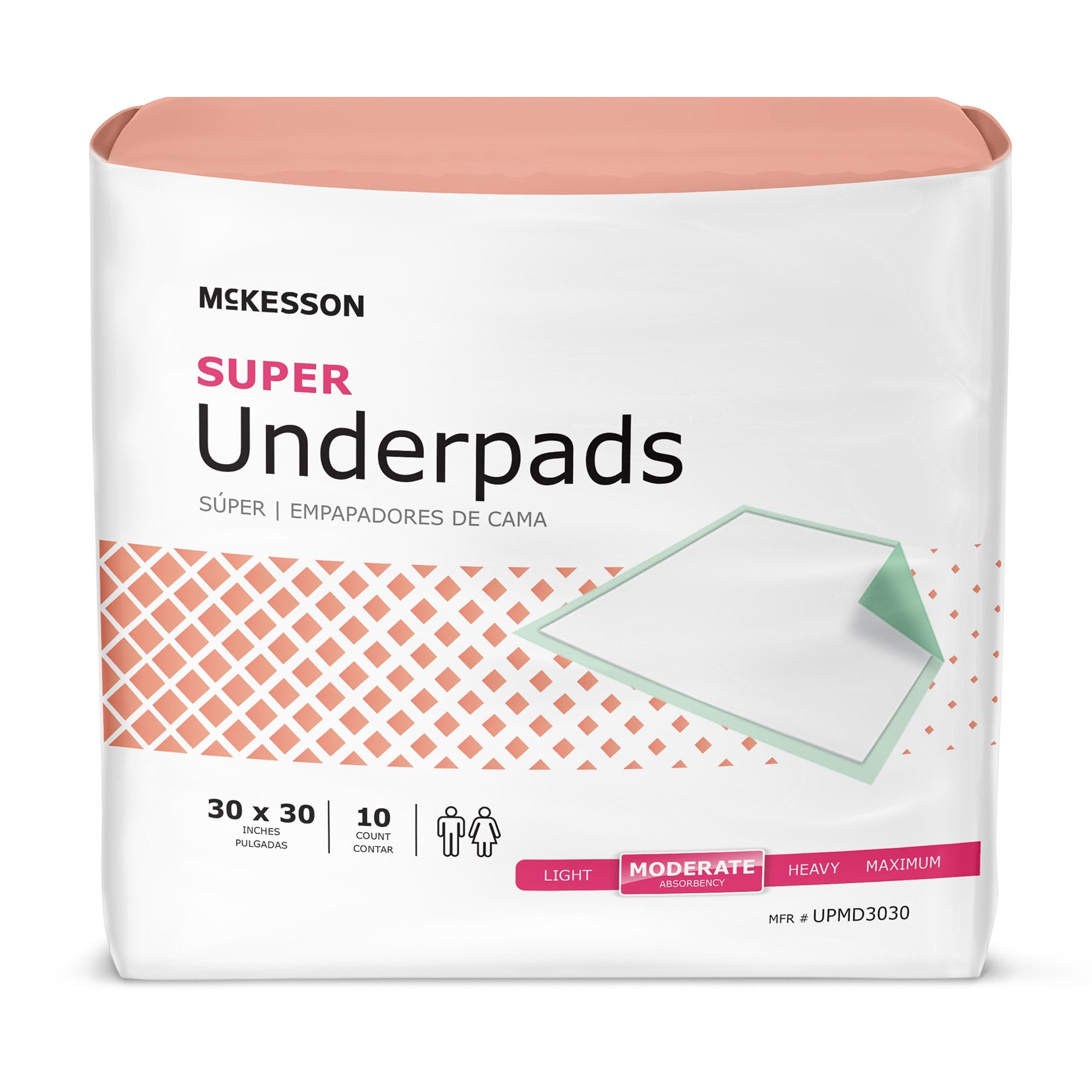 Disposable Underpad McKesson Super 30 X 30 Inch Fluff / Polymer Moderate Absorbency, Packaging Type- Case