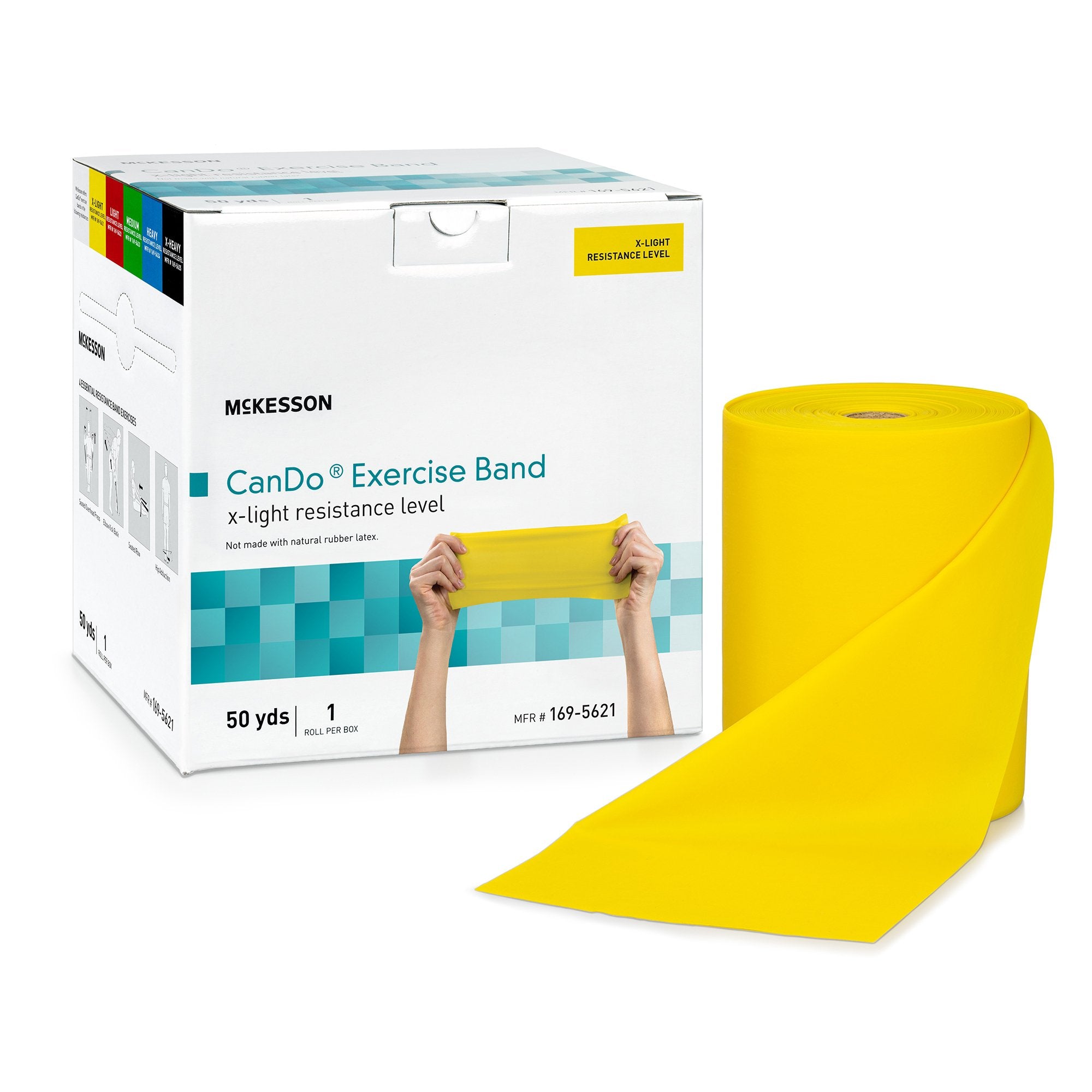 Exercise Resistance Band McKesson CanDo® Yellow 5 Inch X 50 Yard X-Light Resistance