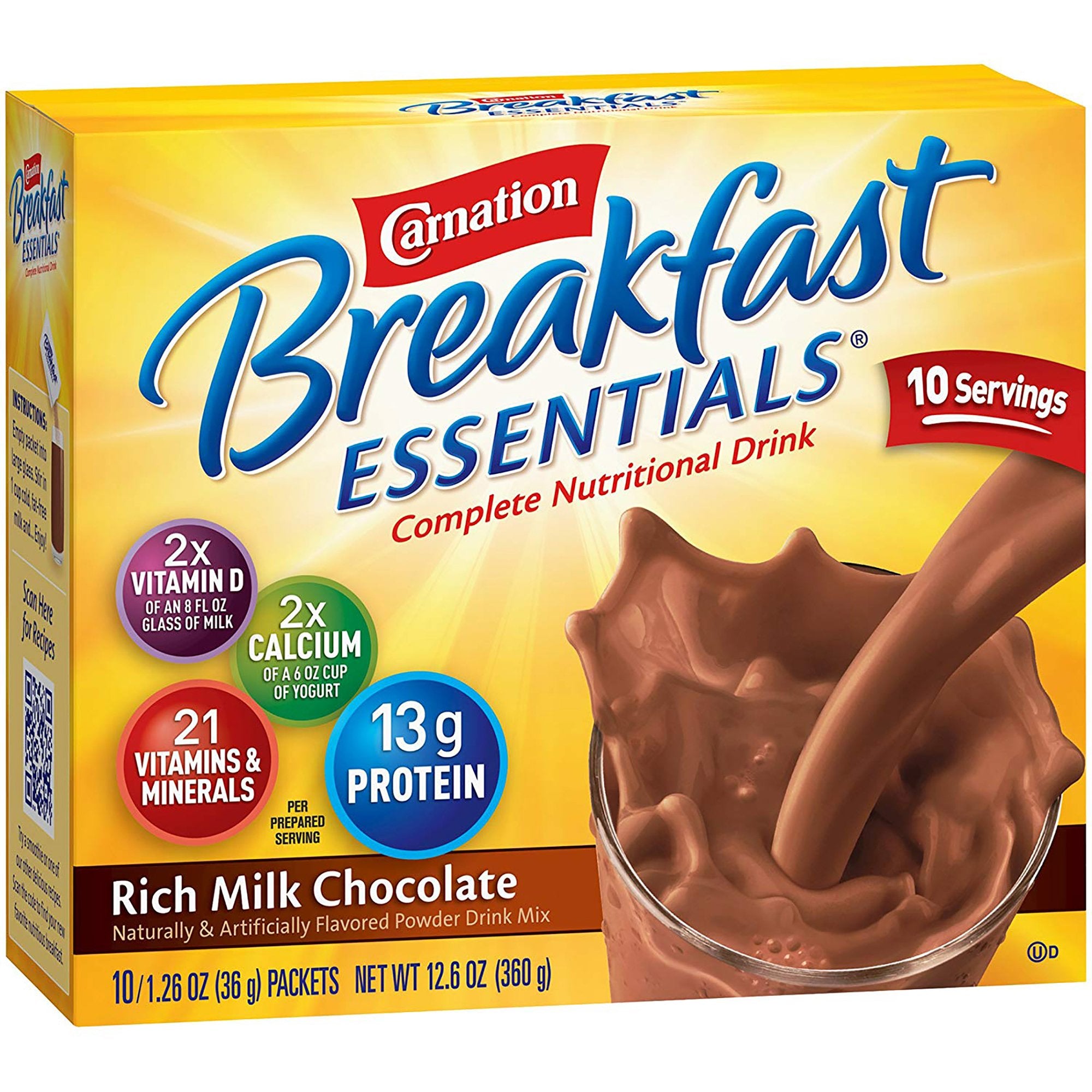 Oral Supplement Carnation Breakfast Essentials Rich Milk Chocolate Flavor Powder 1.26 oz. Individual Packet, Packaging Type- Box