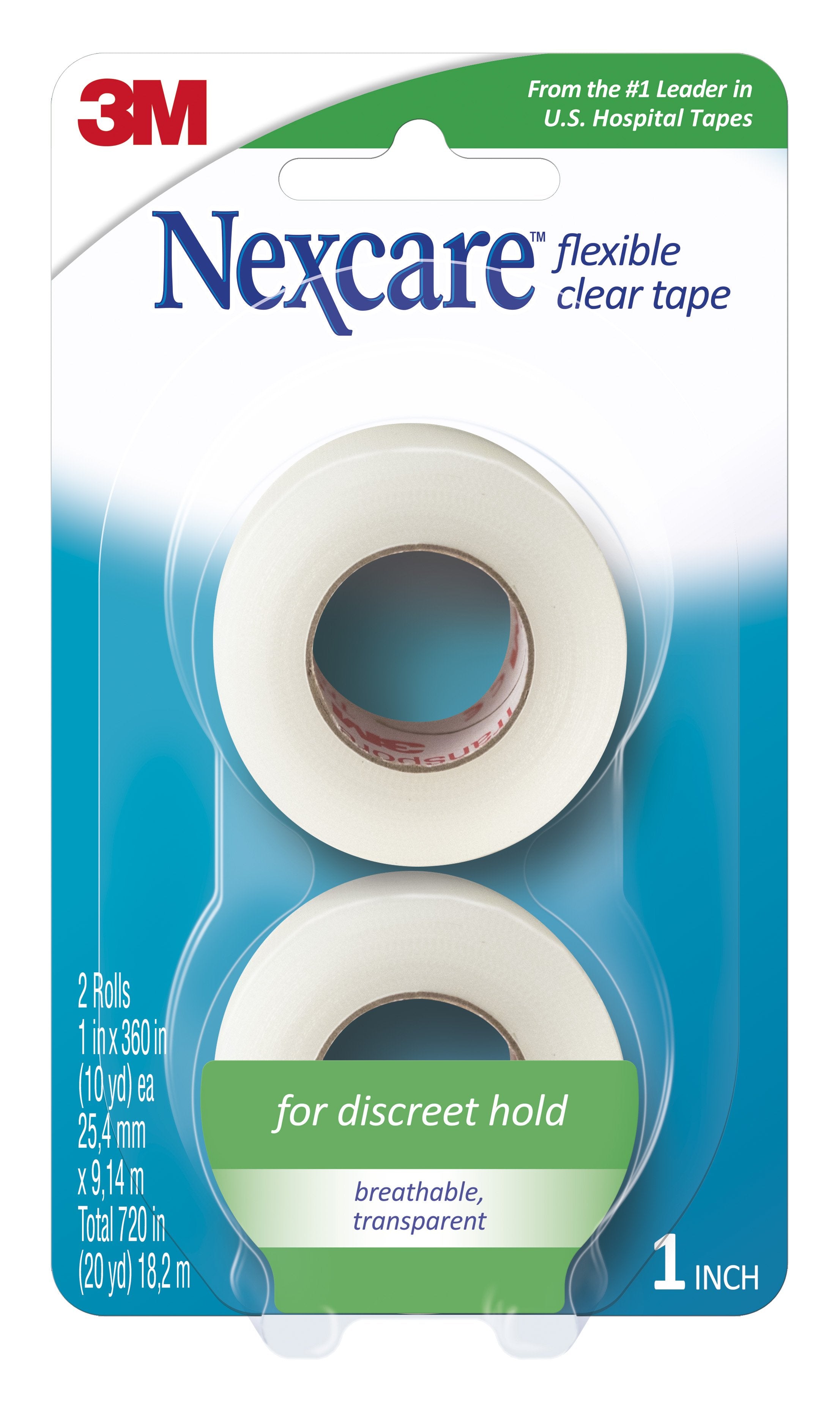 Water Resistant Medical Tape Nexcare Flexible Clear 1 Inch X 10 Yard Stretchy Fabric NonSterile, Packaging Type- Box