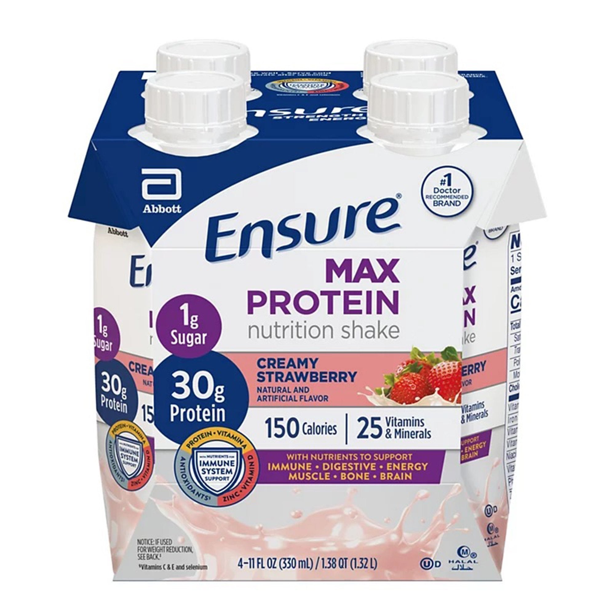 Oral Supplement Ensure Max Protein Nutrition Shake Creamy Strawberry Flavor Liquid 11 oz. Reclosable Carton, Packaging Type- Case