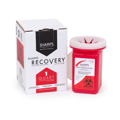 Mailback Sharps Container Sharps Recovery System Red Base 4 1/2 L X 4 1/2 W X 7 H Inch Vertical Entry 0.25 Gallon