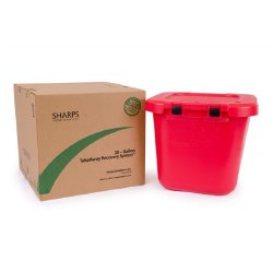 Mailback Sharps Container TakeAway Recovery System Red Base 21 1/2 L X 21 1/4 W X 18 1/2 H Inch Horizontal / Vertical Entry 20 Gallon