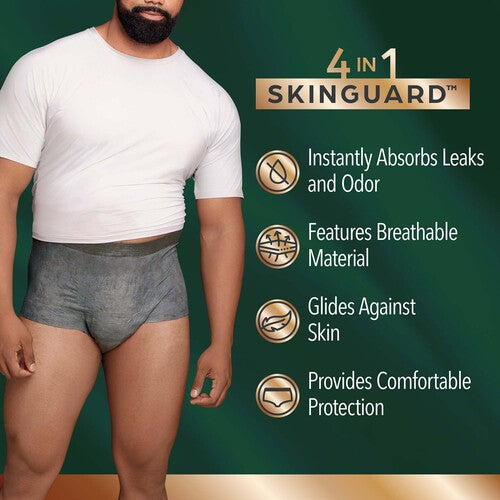 male adult absorbent underwear depend real fit waistband style large x large disposable heavy absorbency packaging type case