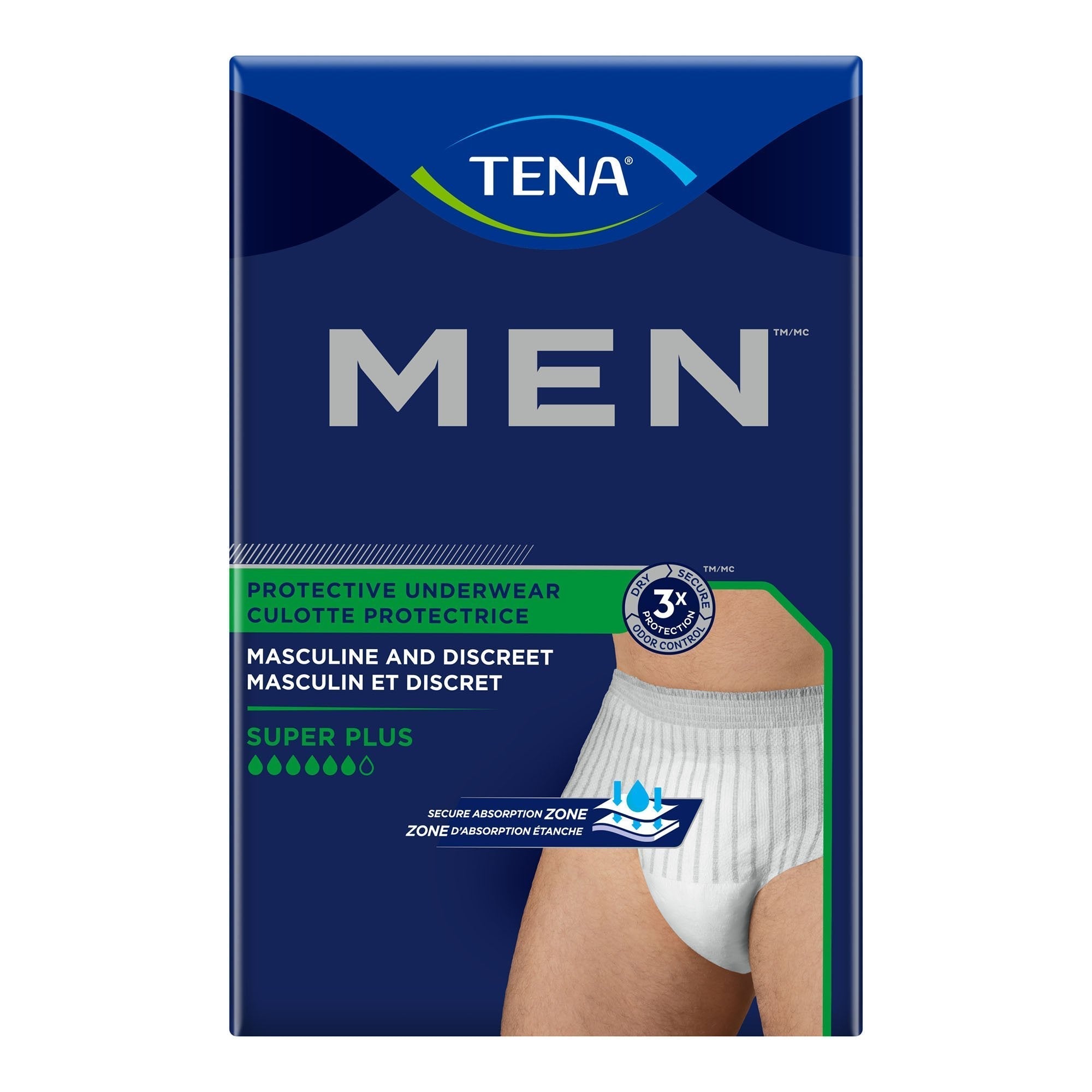 Male Adult Absorbent Underwear TENA MEN Super Plus Pull On with Tear Away Seams Small / Medium Disposable Heavy Absorbency
