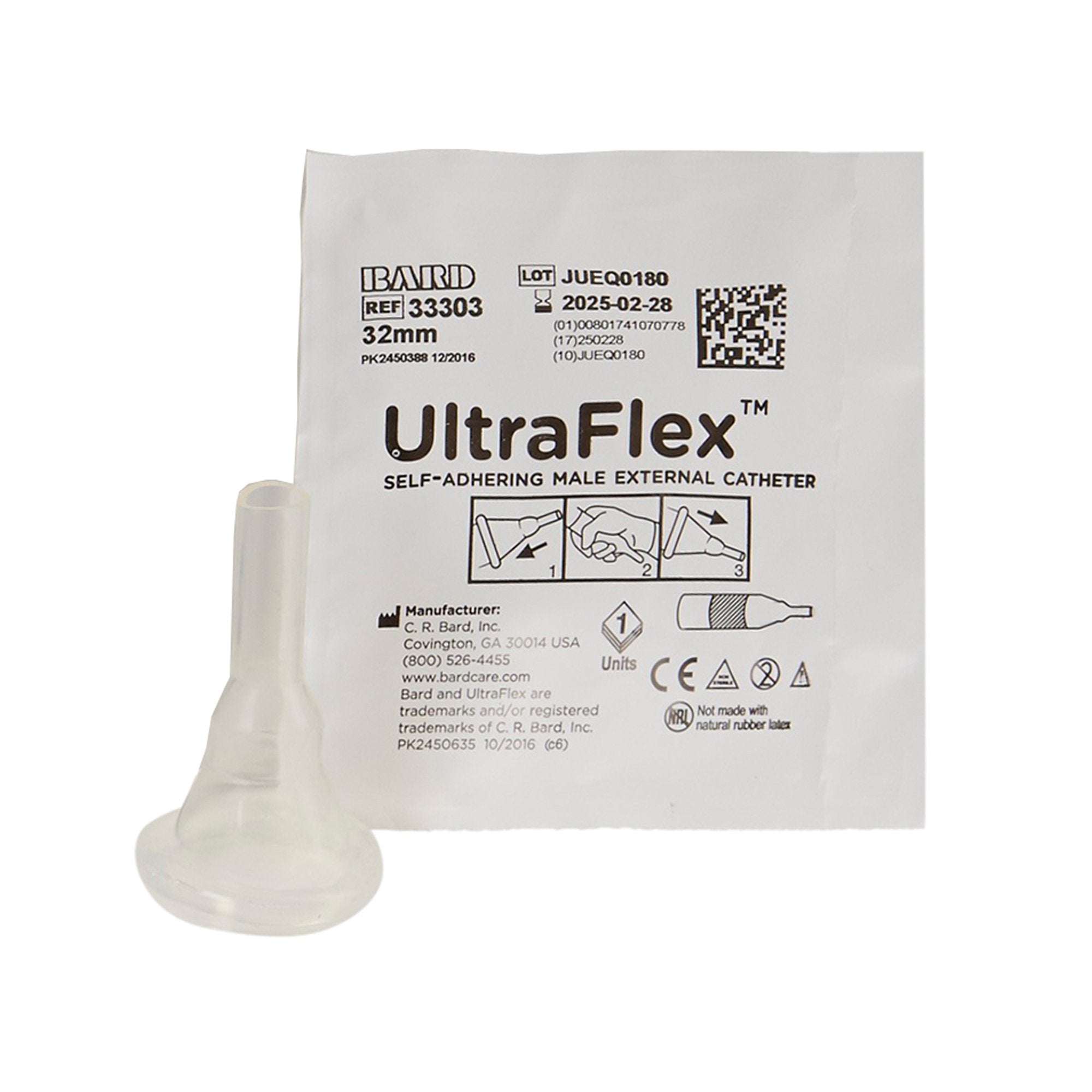 Male External Catheter UltraFlex Self Adhesive Band Silicone Intermediate