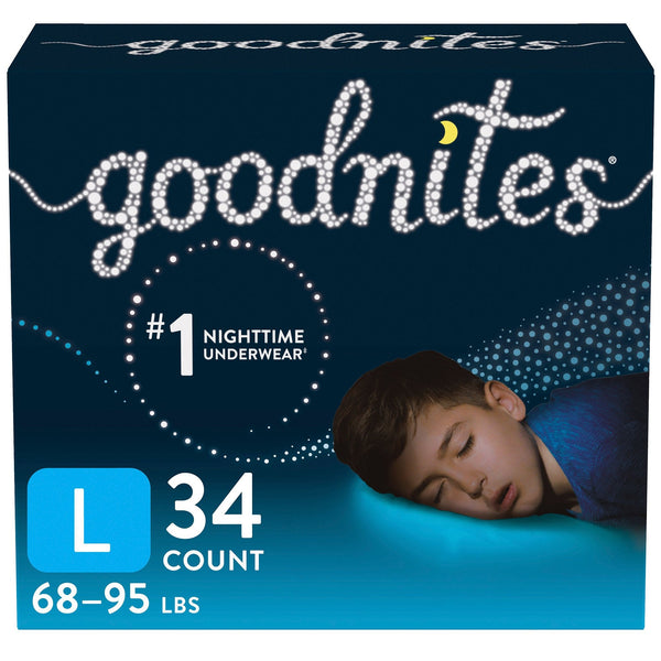 Male Youth Absorbent Underwear GoodNites Pull On with Tear Away Seams Large Disposable Heavy Absorbency