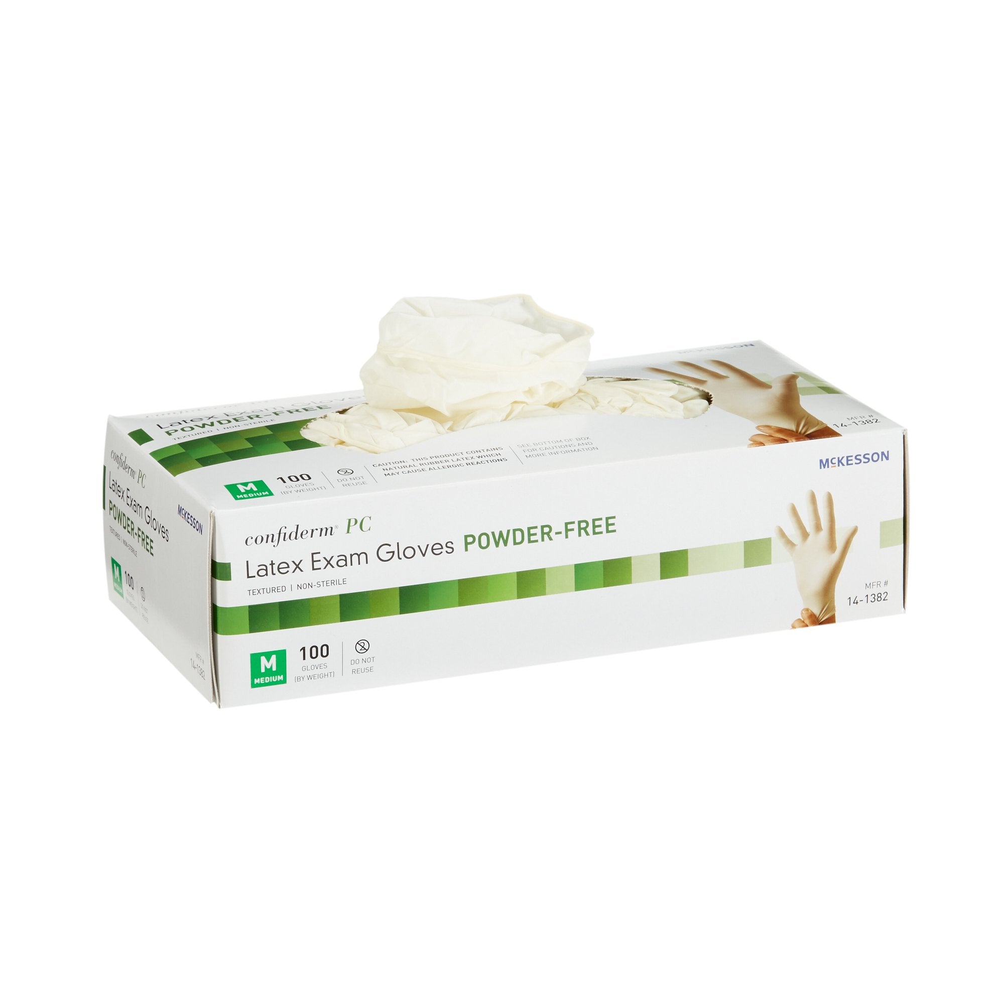 Exam Glove McKesson Confiderm Medium NonSterile Latex Standard Cuff Length Fully Textured Ivory Not Rated