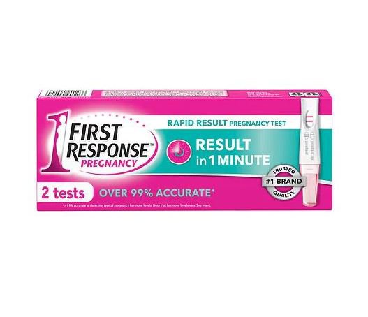 Reproductive Health Test Kit First Response hCG Pregnancy Test 2 Tests CLIA Waived, Packaging Type- Box