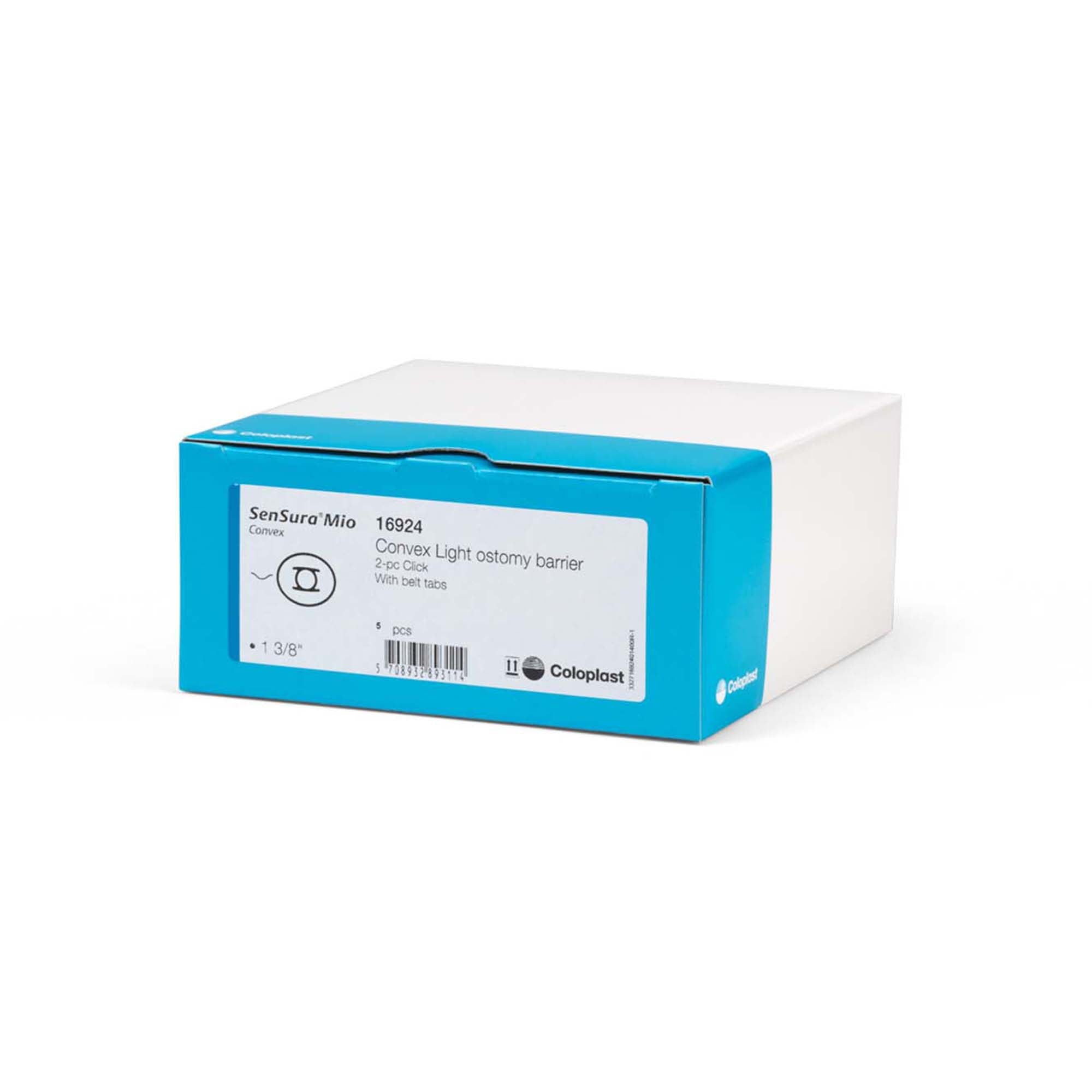 Ostomy Barrier SenSura Mio Click Precut, Extended Wear Elastic Adhesive 60 mm Flange Blue Code System 1-3/8 Inch Opening | 5/Box