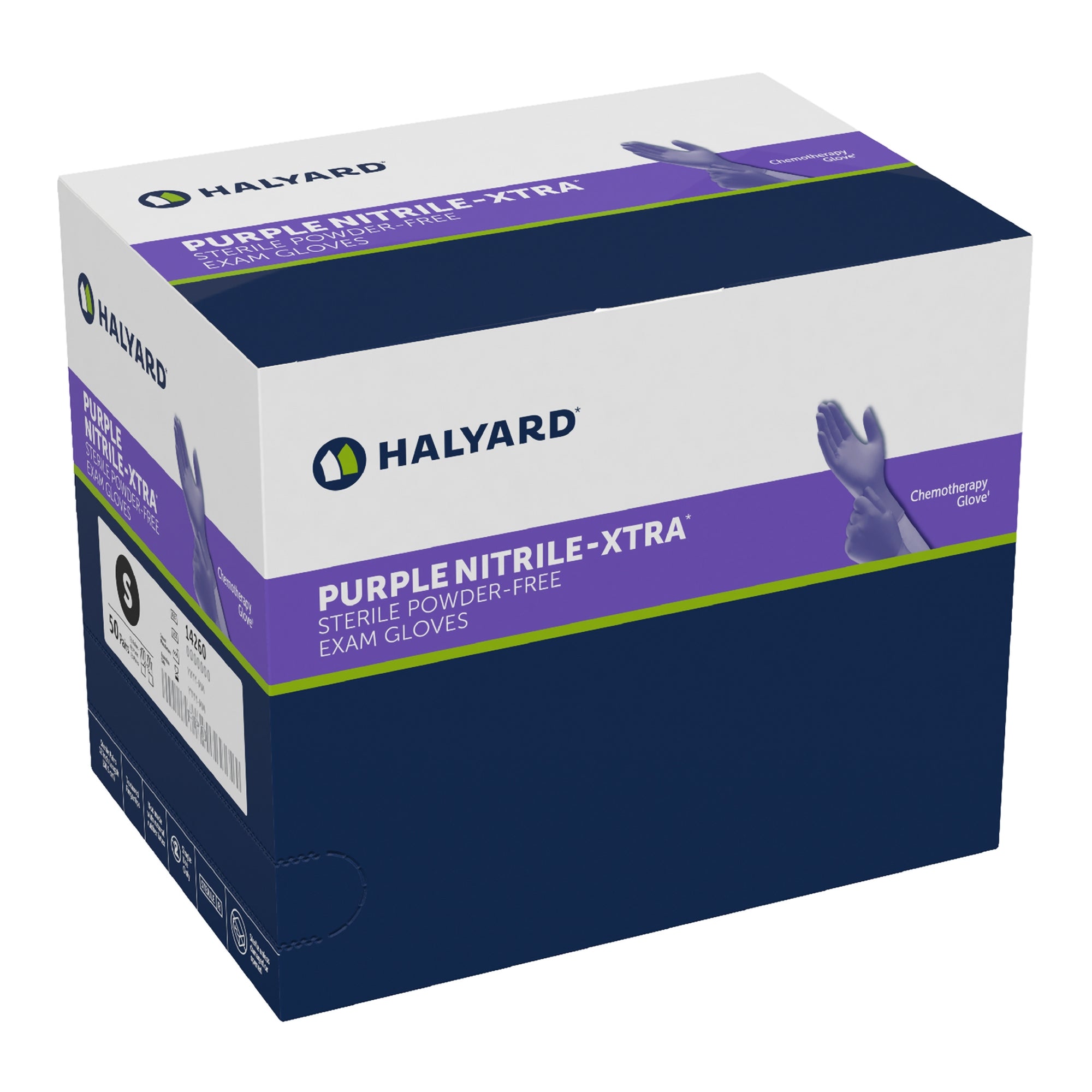 Exam Glove Purple Nitrile-Xtra Small Sterile Pair Nitrile Extended Cuff Length Textured Fingertips Purple Chemo Tested | 50Pair/Box