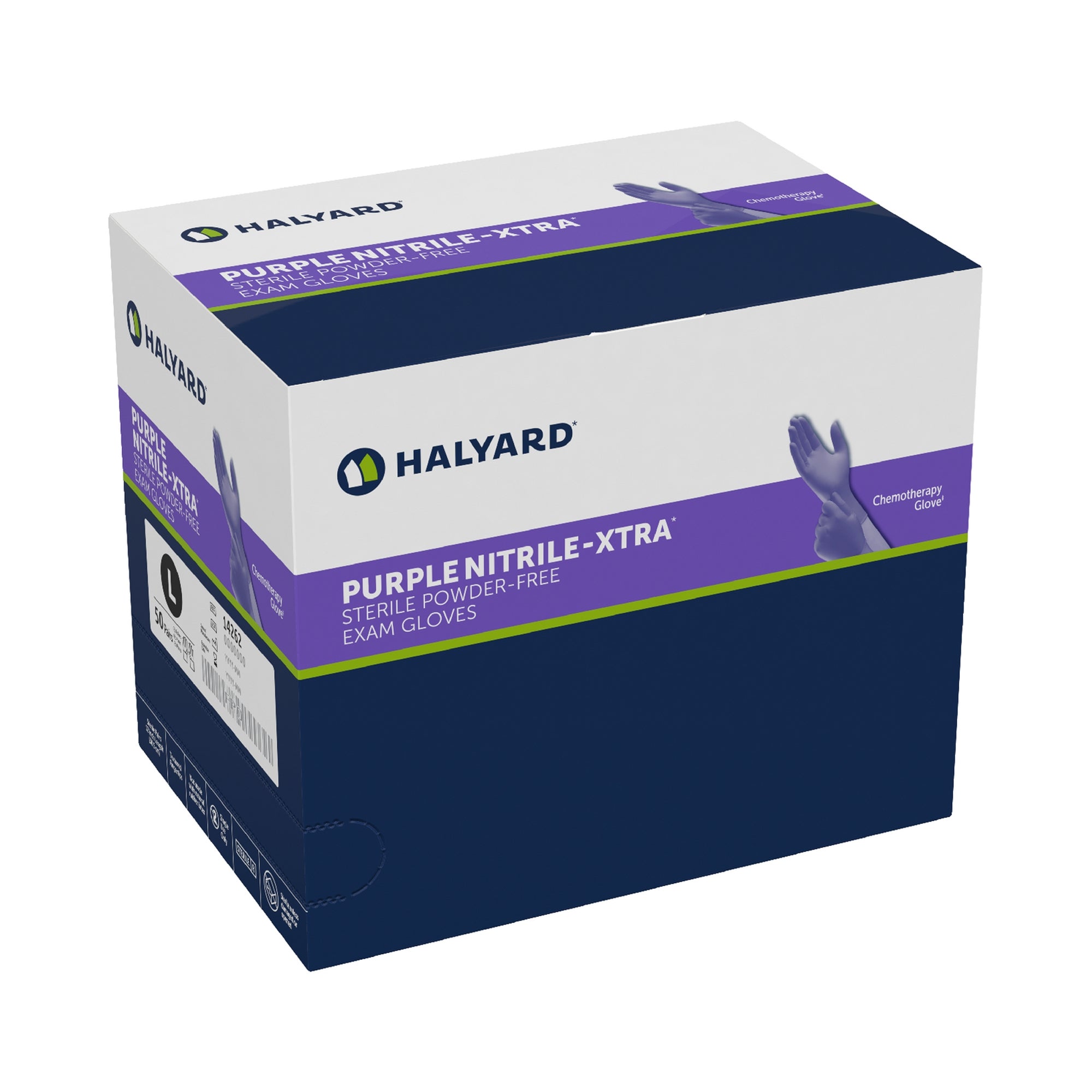 Exam Glove Purple Nitrile-Xtra Large Sterile Pair Nitrile Extended Cuff Length Textured Fingertips Purple Chemo Tested | 50Pair/Box