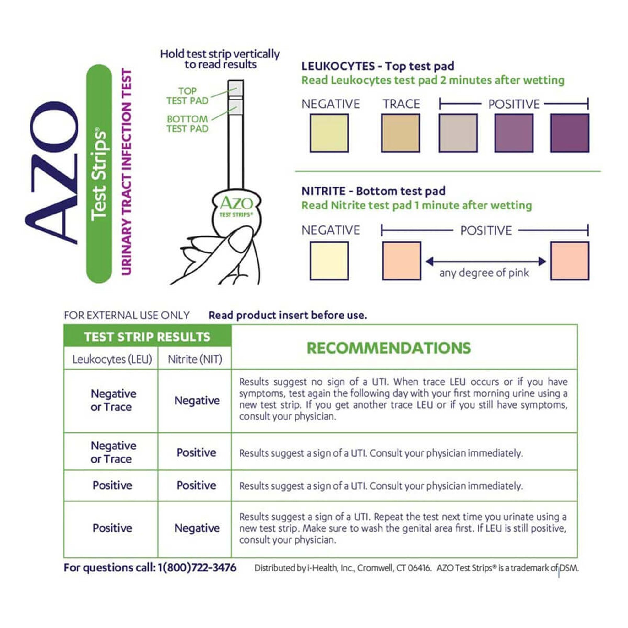 Urinalysis Test Kit AZO Test Strips Urinary Tract Infection Detection 3 Tests CLIA Waived, Packaging Type- Box