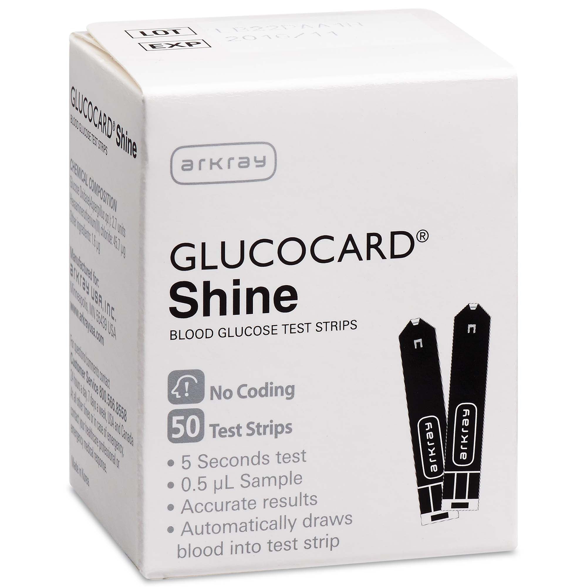 Blood Glucose Test Strips Glucocard Shine 50 Strips per Pack, Packaging Type- Box