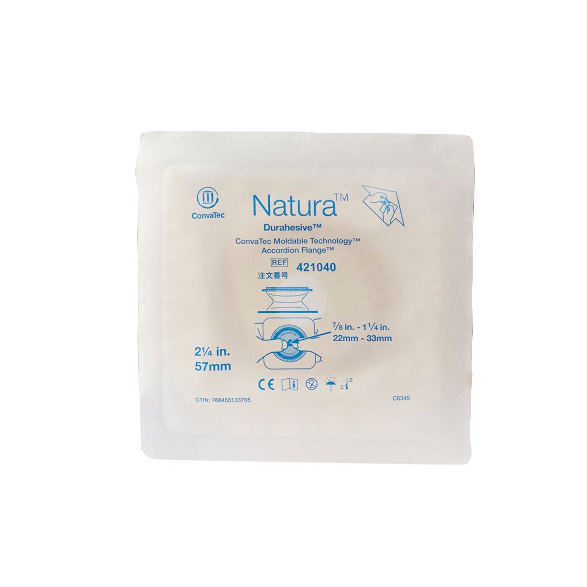 Ostomy Barrier Natura Moldable Durahesive Adhesive 57 mm Flange Sur-Fit Natura System Hydrocolloid Tape Collar 7/8 to 1-1/4 Inch Opening | 10/Box