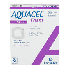 Foam Dressing Aquacel 4 X 4 Inch With Border Waterproof Film Backing Silicone Adhesive Square Sterile, Packaging Type- Box