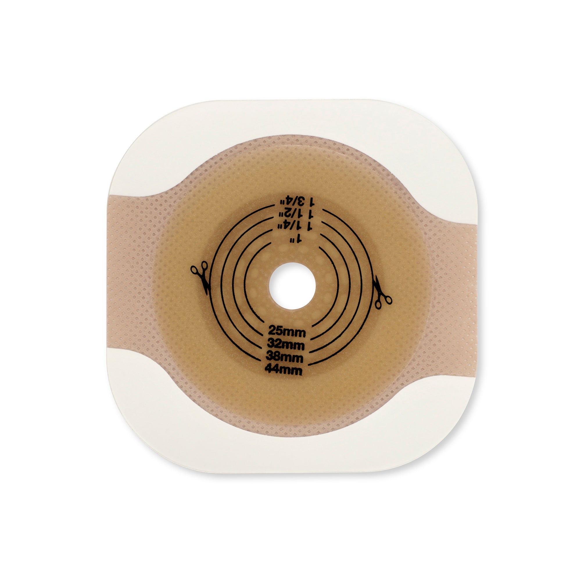 Ostomy Barrier New Image Flat CeraPlus Precut, Extended Wear Adhesive Tape Borders 1-3/4 Inch Flange Green Code 1 Inch Opening | 5/Box