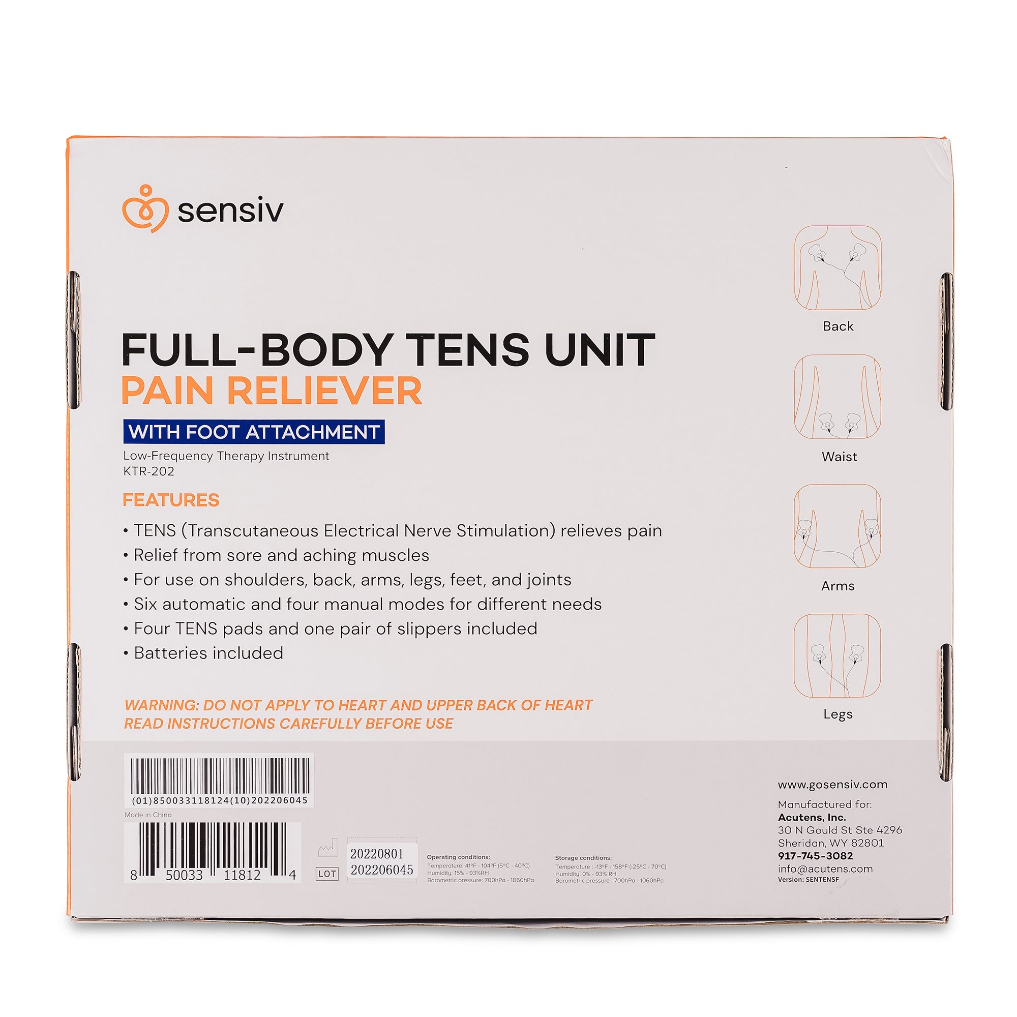 TENS Unit with Foot Attachment Sensiv Full-Body, Packaging Type- Case