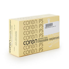 Coren PS Disposable Ear Piercer – White with Simulated Diamond 24Kt Gold-Plated Studs (Box of 6 Pairs, Made in USA)