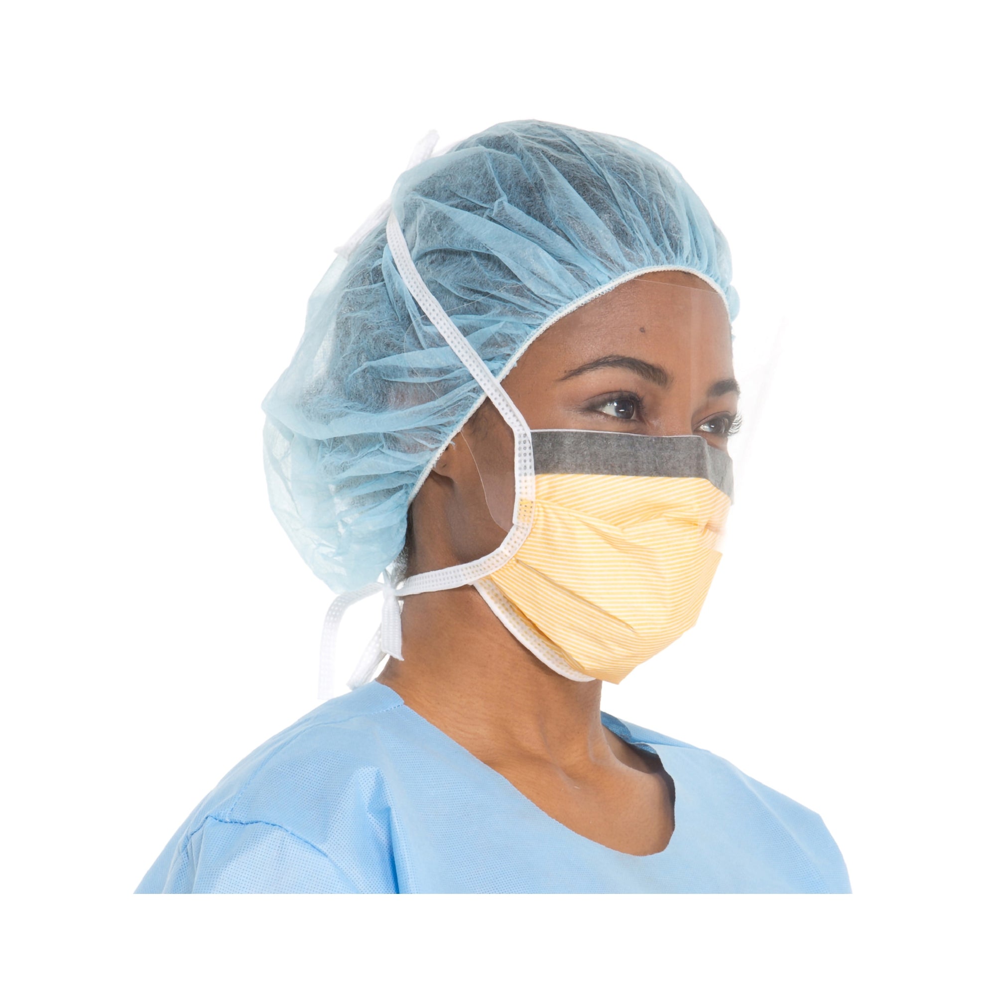 Surgical Mask with Eye Shield FluidShield Anti-fog Foam ASTM Level 3 Tie Closure One Size Fits Most, Packaging Type- Box