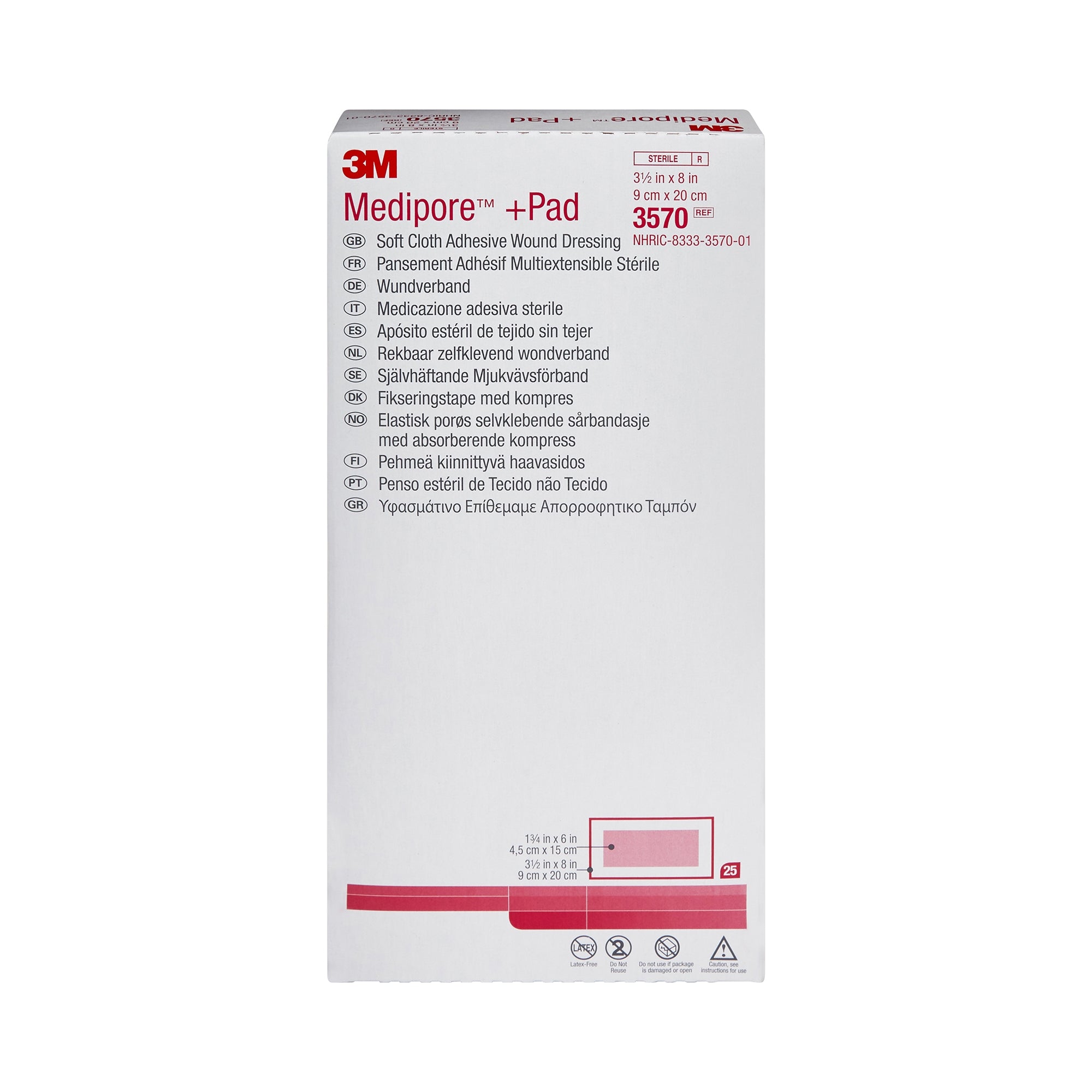 Composite Dressing 3M Medipore 3-1/2 X 8 Inch Rectangle Sterile Nonwoven Backing, Packaging Type- Box
