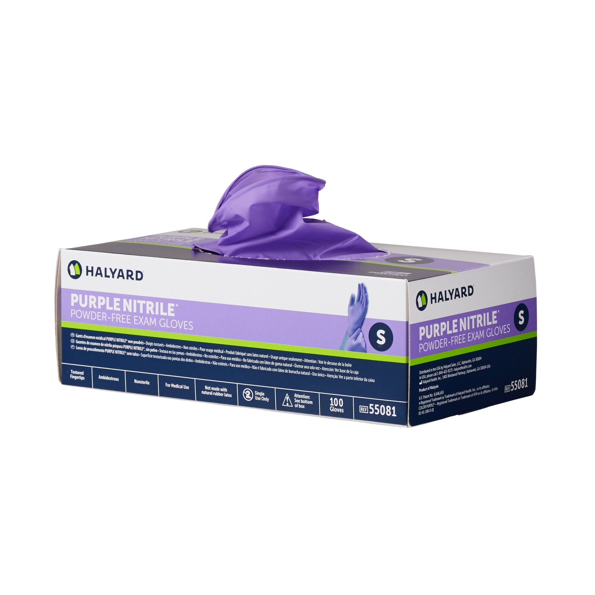 Exam Glove Purple Nitrile Small NonSterile Nitrile Standard Cuff Length Textured Fingertips Purple Chemo Tested | 100/Box