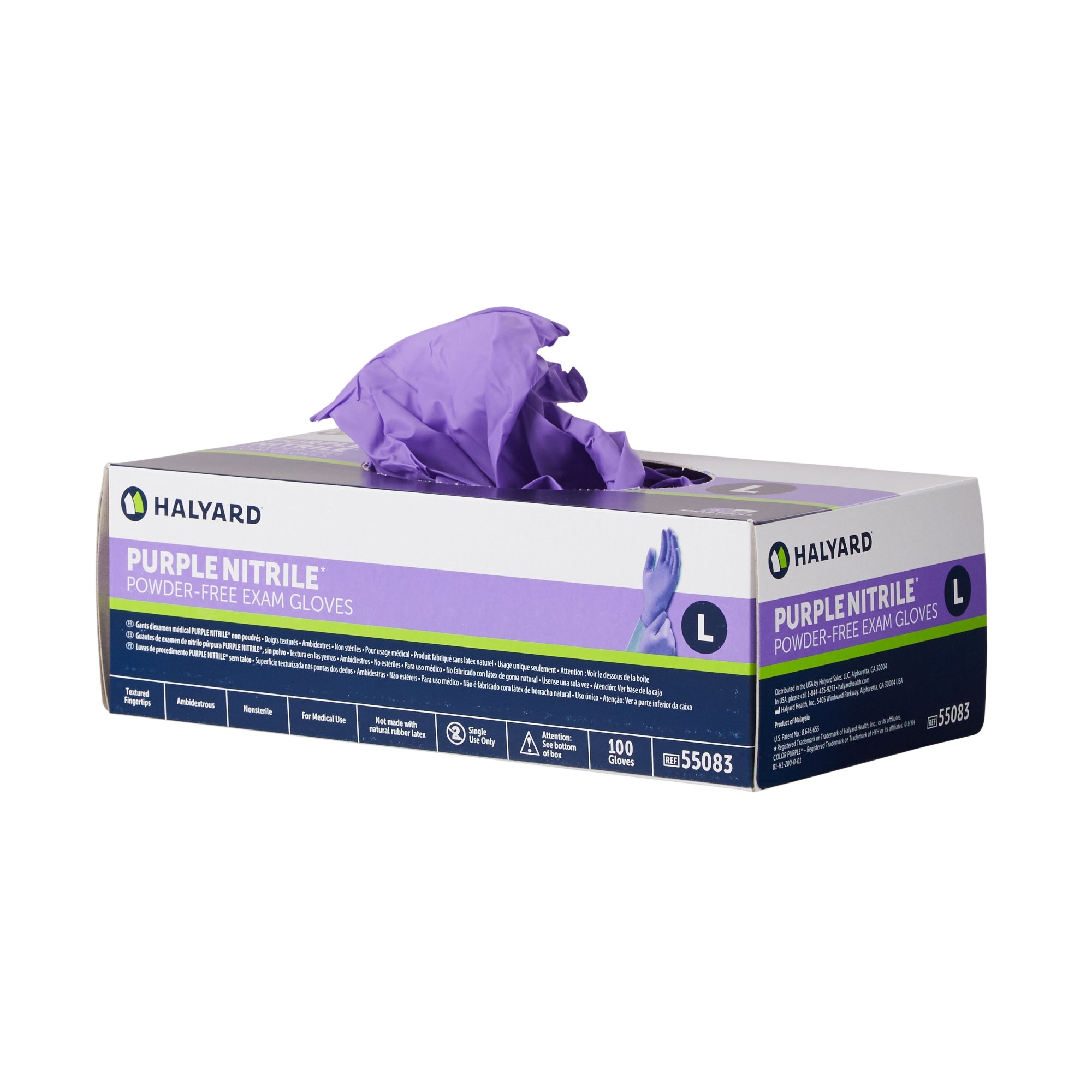 Exam Glove Purple Nitrile Large NonSterile Nitrile Standard Cuff Length Textured Fingertips Purple Chemo Tested | 100/Box