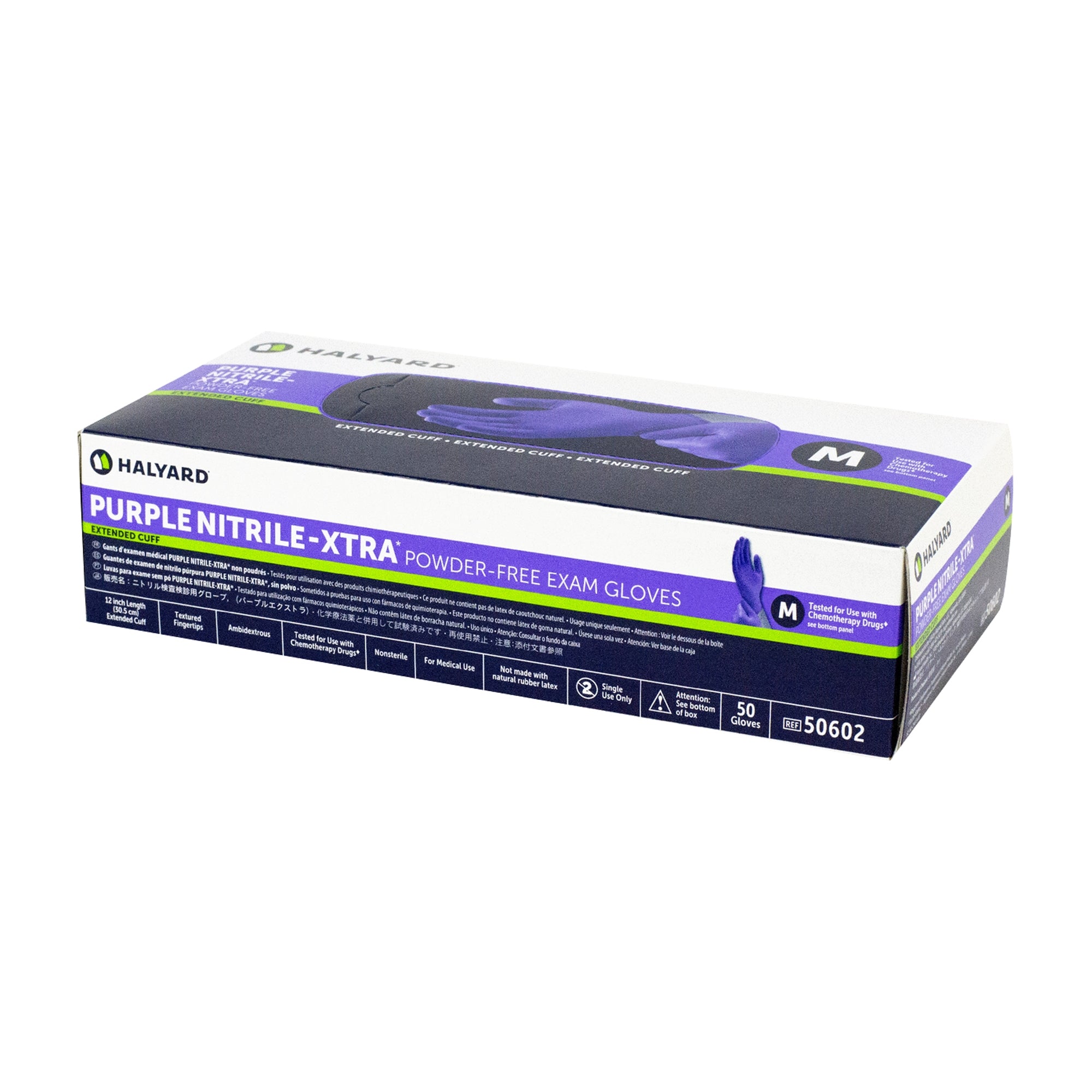 Exam Glove Purple Nitrile-Xtra Medium NonSterile Nitrile Extended Cuff Length Textured Fingertips Purple Chemo Tested | 50/Box