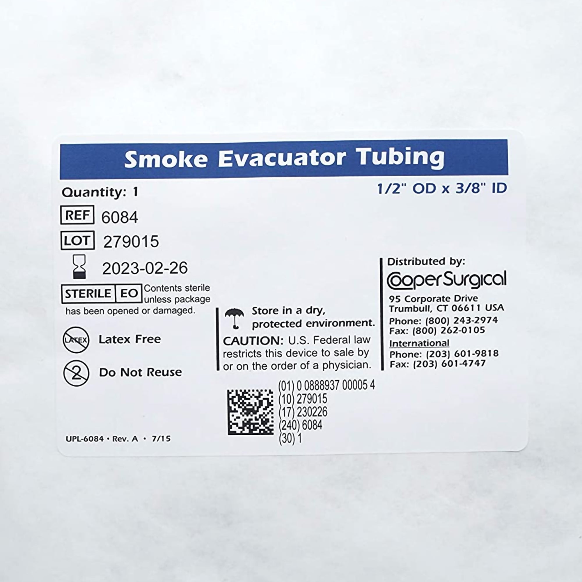 Tubing Set 3/8 ID X 1/2 OD Inch, 6 Foot L, with 3/16 ID X 1/4 OD Inch, 9 Foot L DSE Tube, Packaging Type- Box