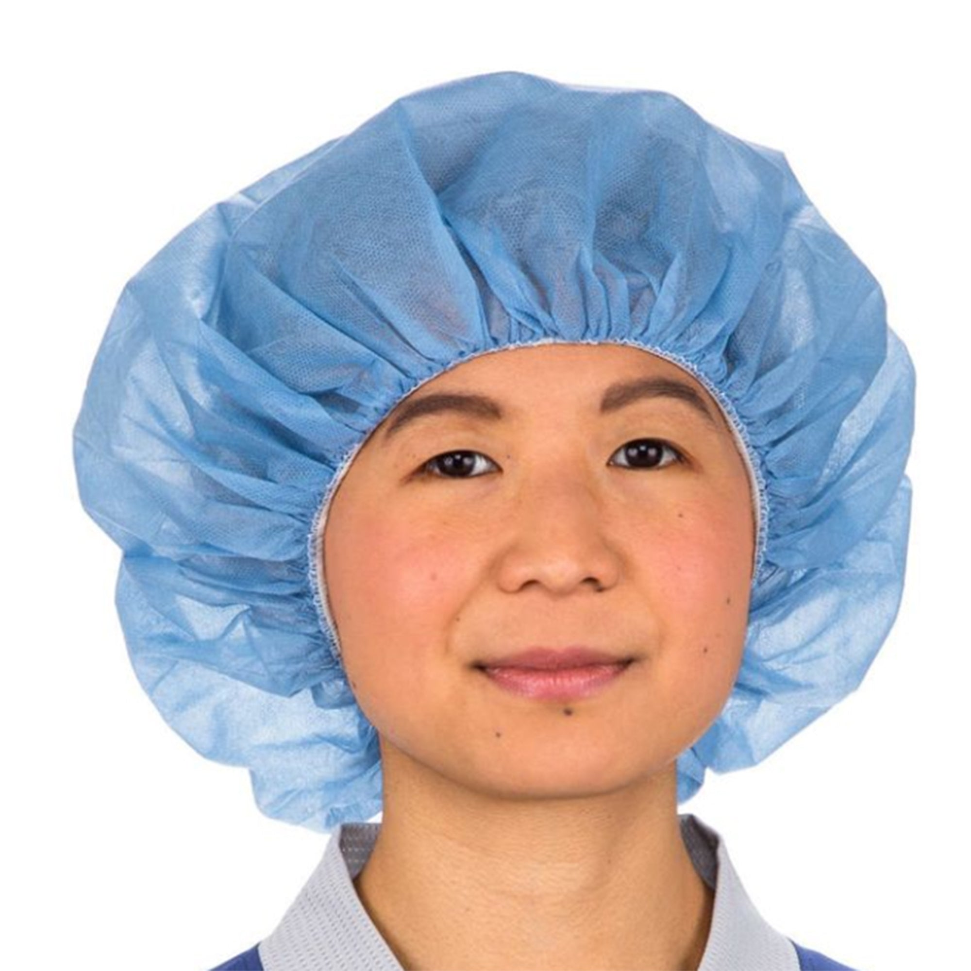 Cardinal Bouffant Surgical Cap – Blue Polyester 24 in Circumference, Elastic Closure, Non-Sterile Disposable (Box of 75)