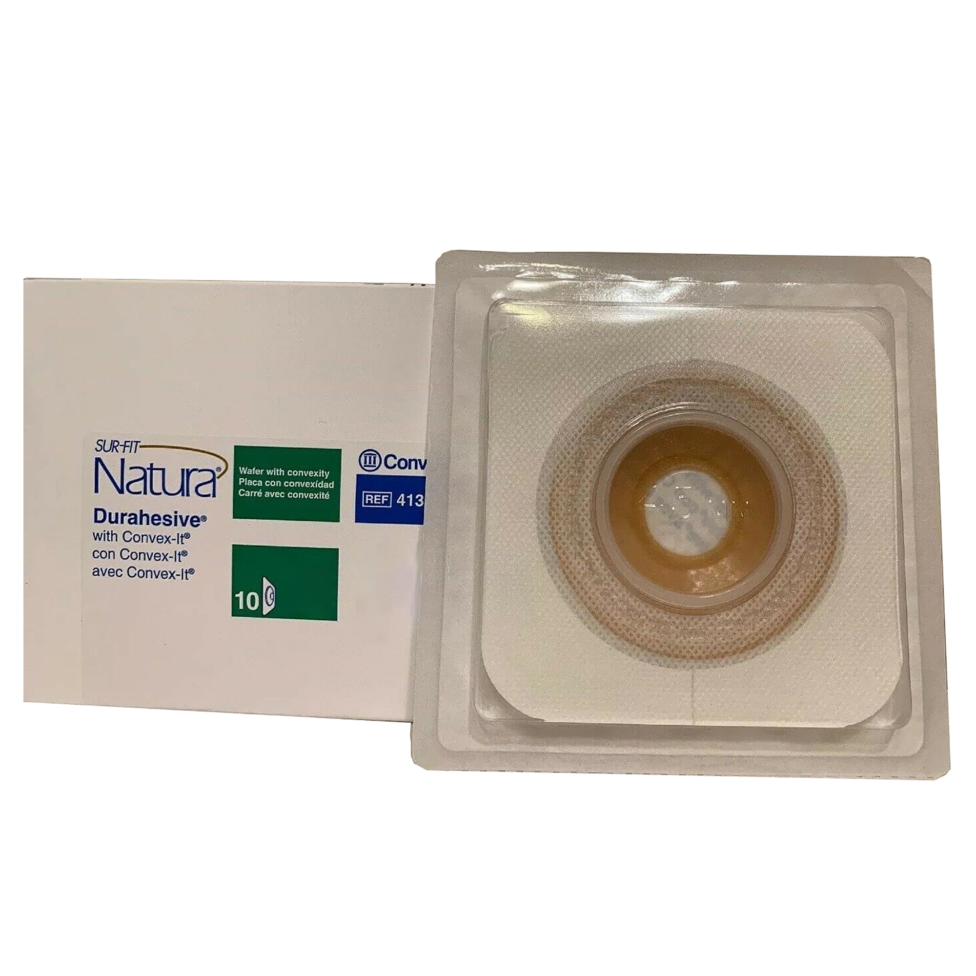 Ostomy Barrier Sur-Fit Natura Precut, Extended Wear Durahesive Adhesive 45 mm Flange Sur-Fit Natura System Hydrocolloid 1-3/8 Inch Opening 4-1/2 X 4-1/2 Inch | 10/Box