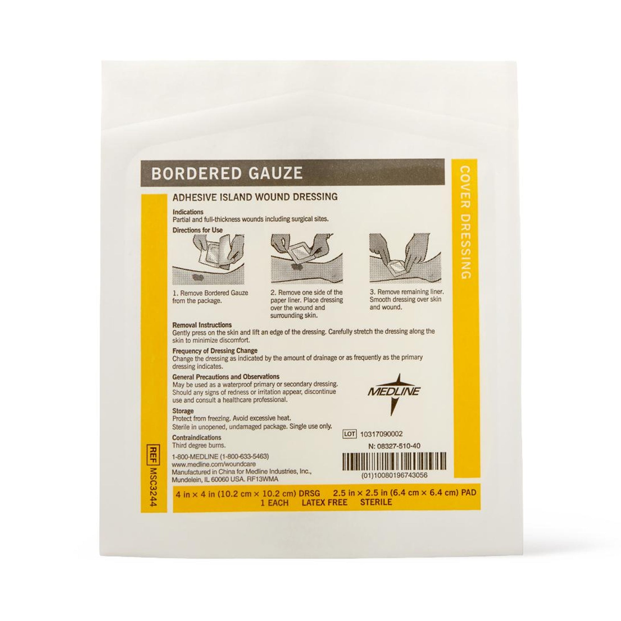 Island Dressing Medline 4 X 4 Inch Square Sterile Water Resistant Nonwoven Backing, Packaging Type- Box